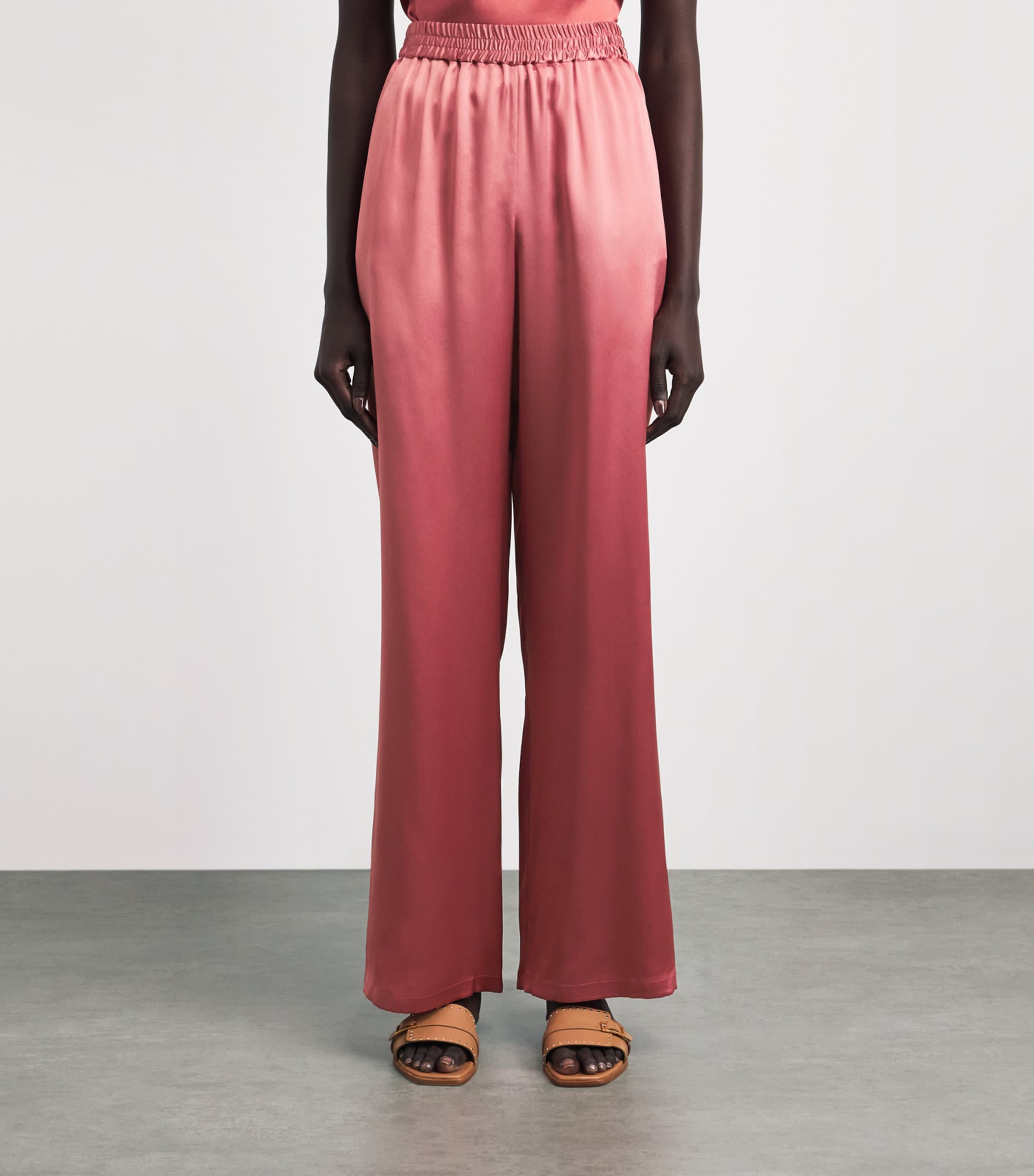 Eleventy Womens Silk Wide-Leg Trousers Lampone Image 4
