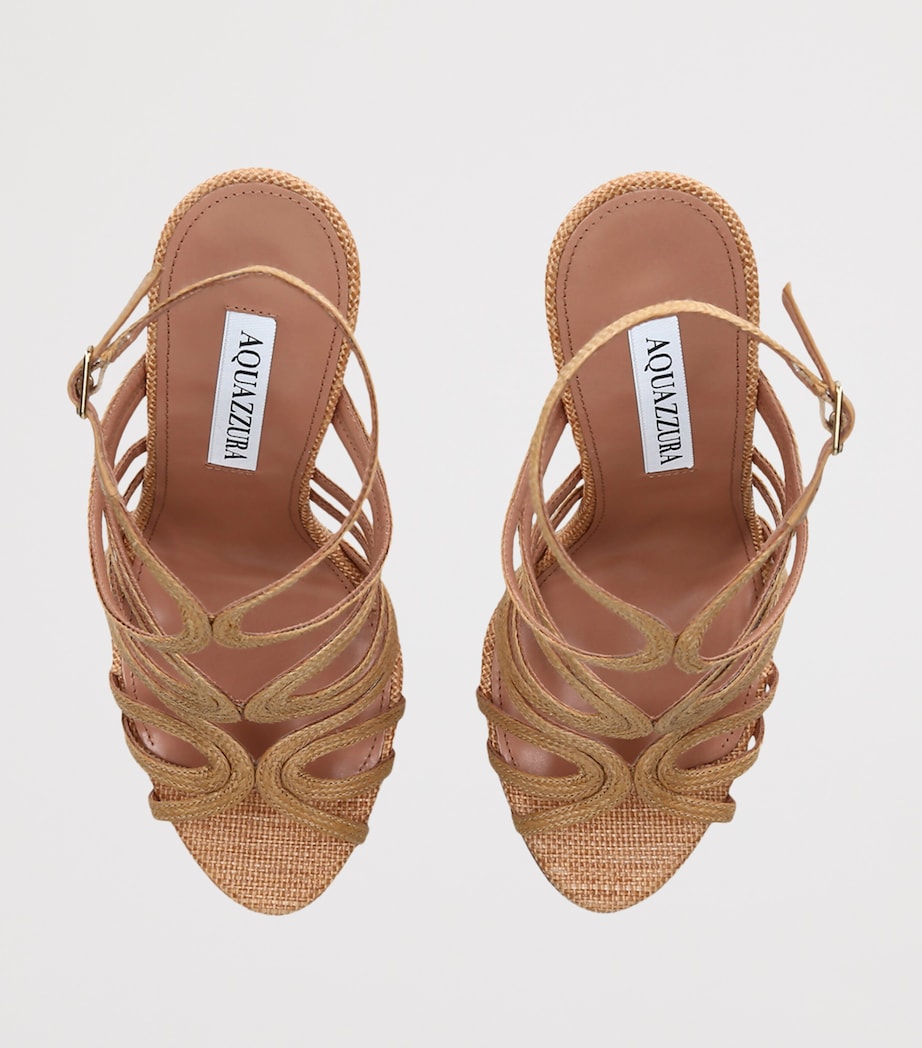 Aquazzura Raffia Serenade Heeled Sandals 105 Beige Image 4