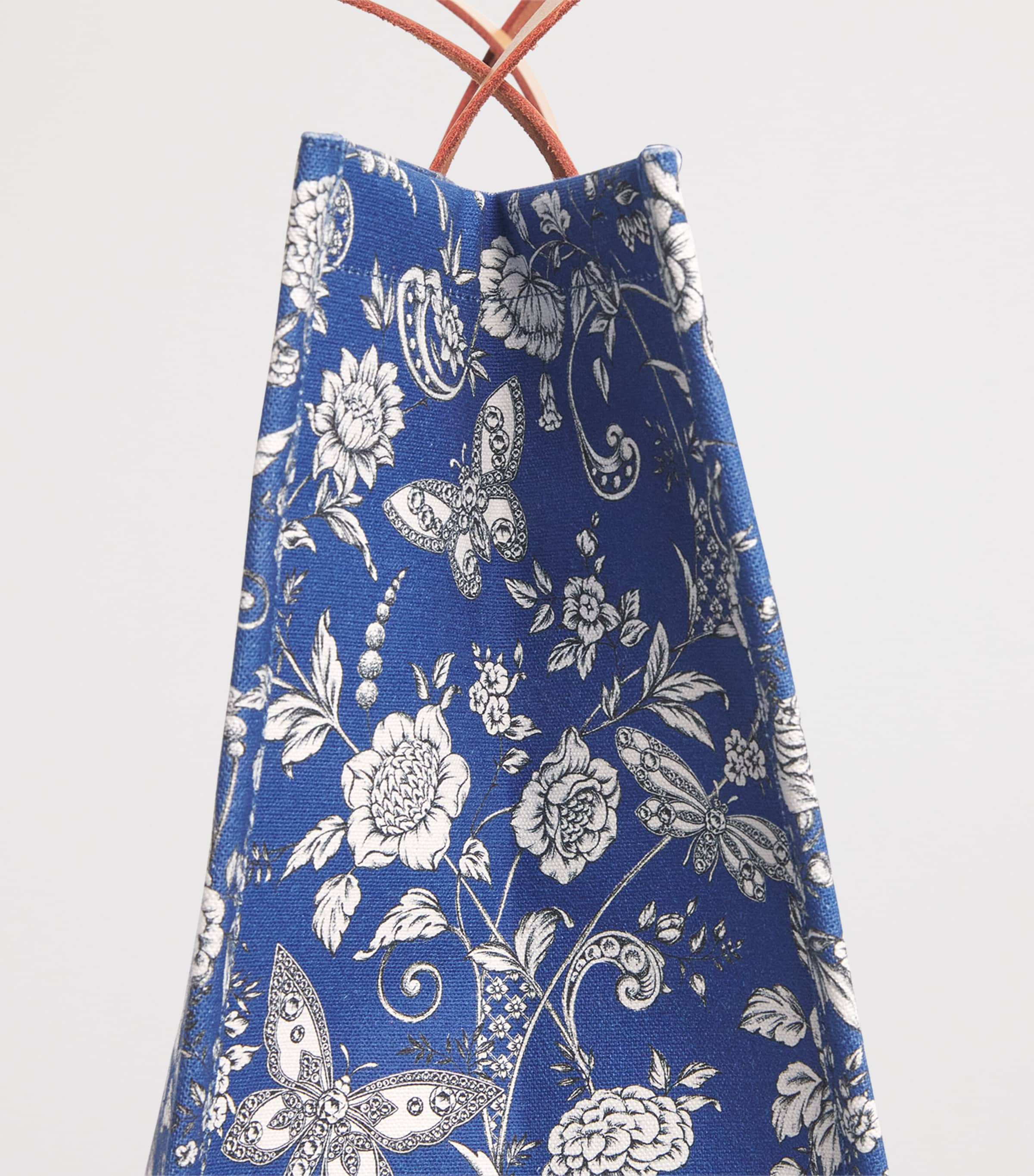 Harrods Large Cotton Butterfly Tote Bag Print Image 6
