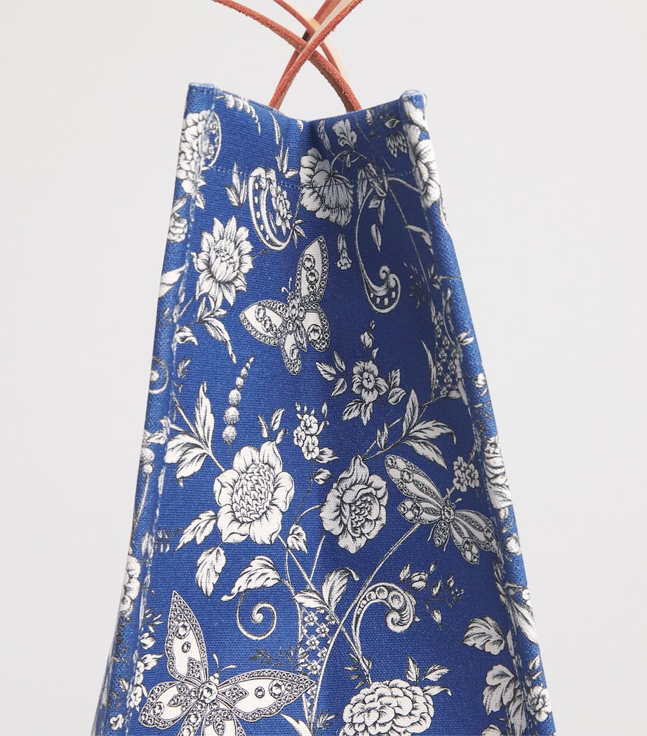 Harrods Large Cotton Butterfly Tote Bag Print Image 6