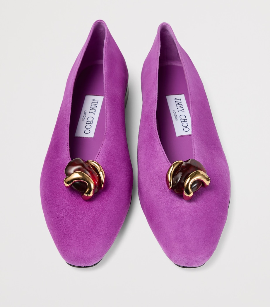 Jimmy Choo Womens Margot Suede Ballet Flats Violet Orchid/dark A Image 5