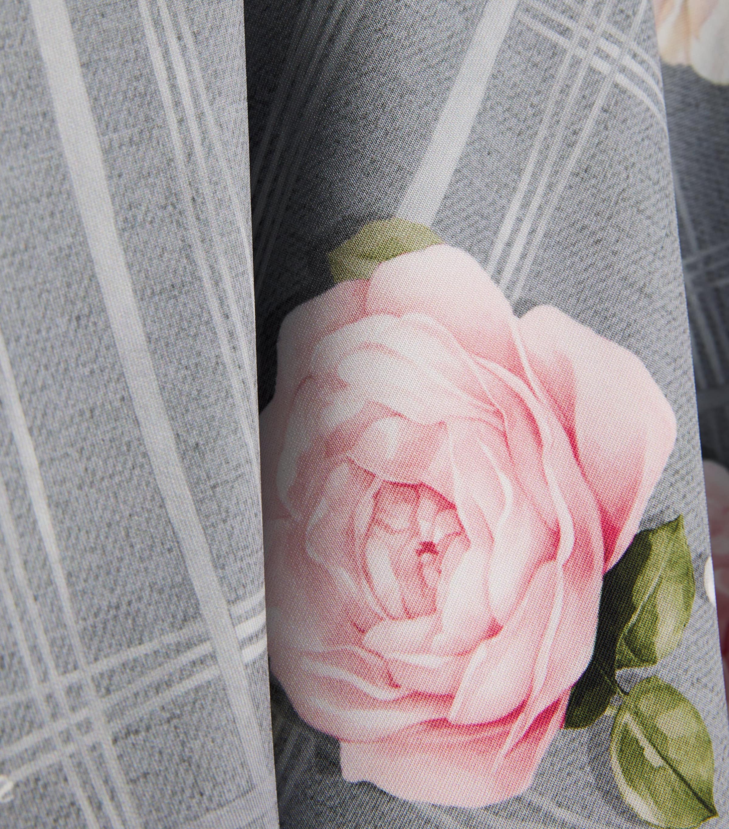 Monnalisa Rose Print Dress (4-14 Years) Grigio Image 3