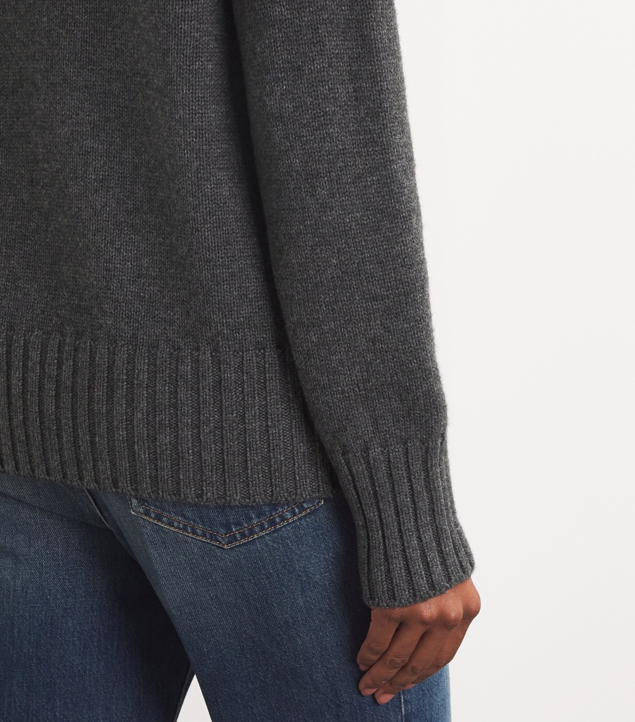 Max Mara Womens Wool-Cashmere Rollneck Sweater Medium Grey Image 6