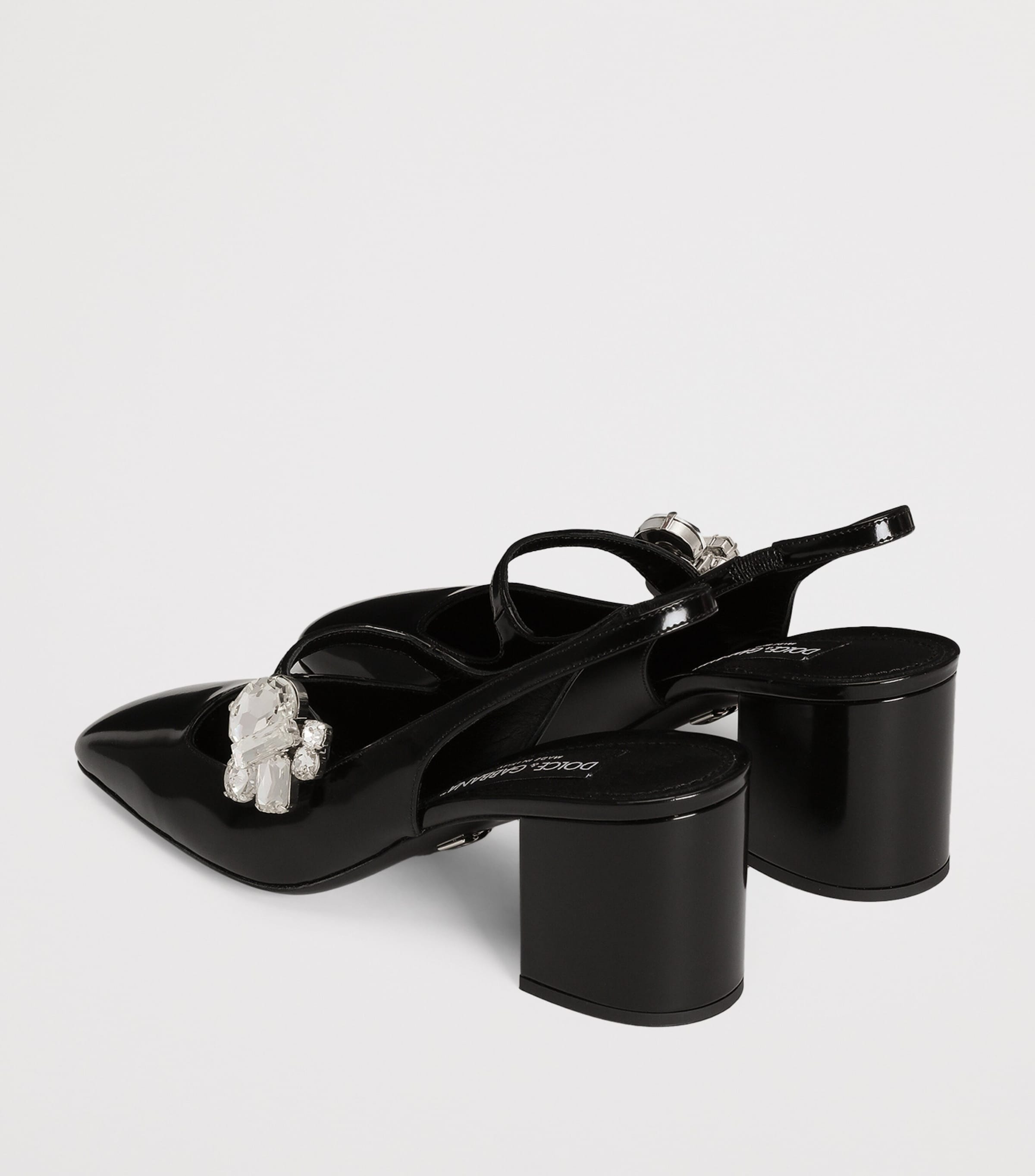 Leather Embellished Slingback Heels 60 80999-BLAC Image 3