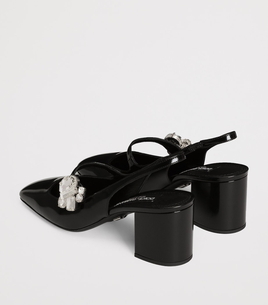 Leather Embellished Slingback Heels 60 80999-BLAC Image 3