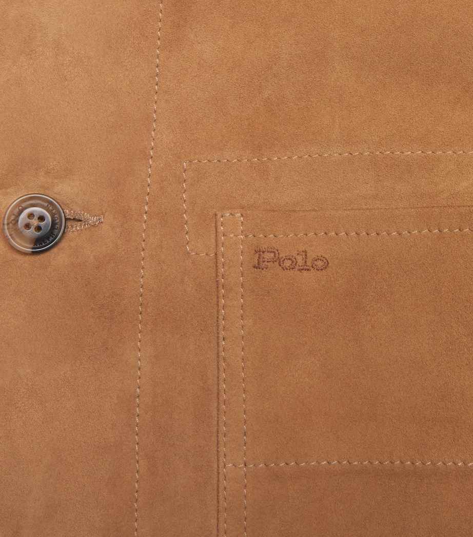 Polo Ralph Lauren Mens Suede Patch-Pocket Overshirt Cafe Brown X Image 6
