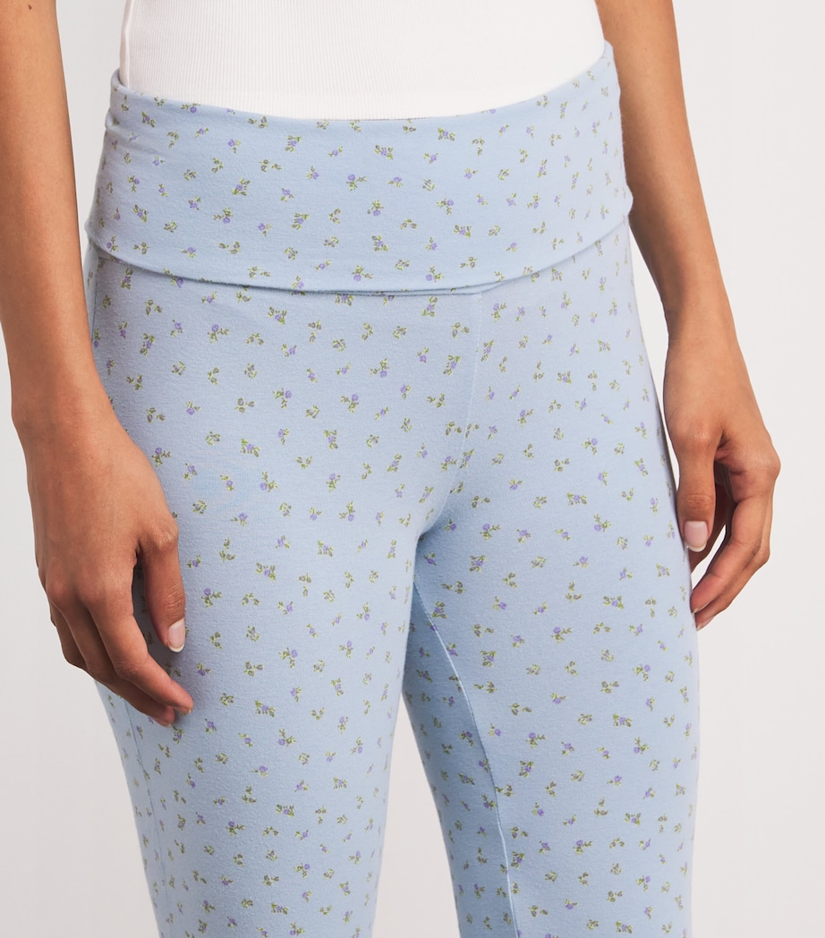 Stretch-Cotton Fold-Over Leggings PWDR BLUE MICRO FLRL Image 6