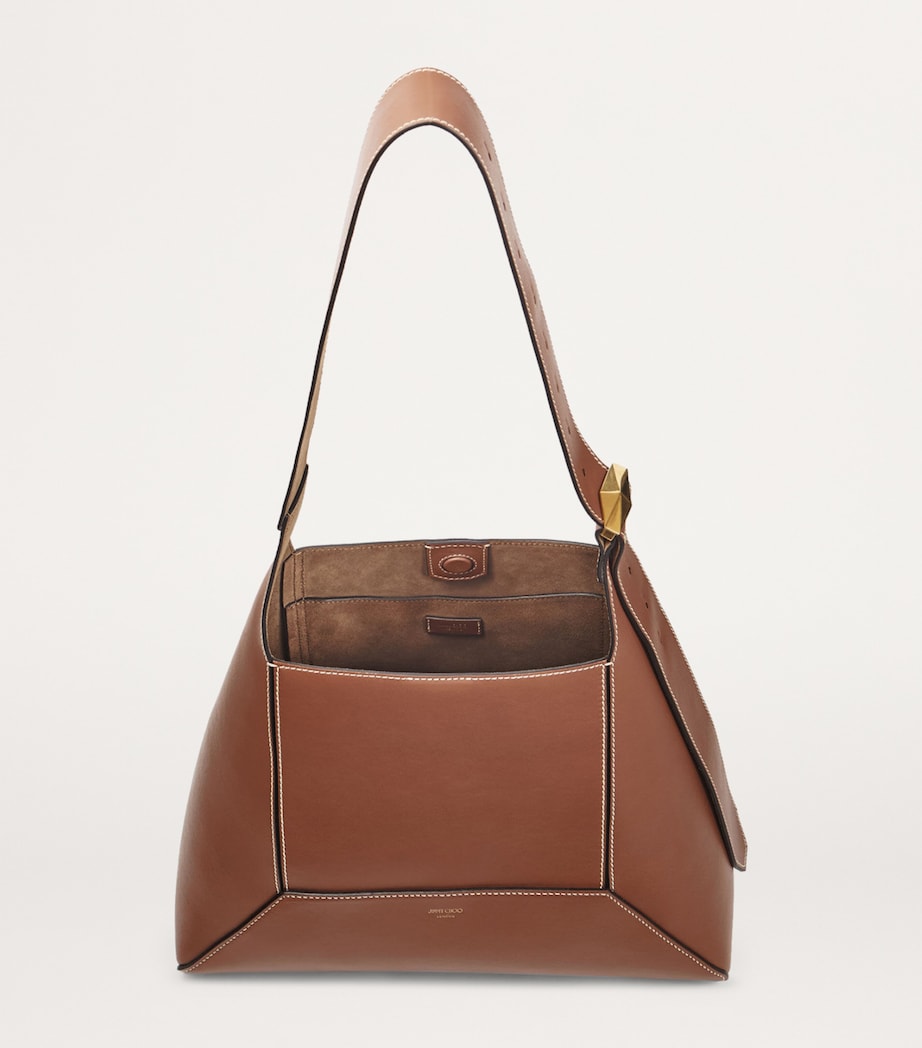 Medium Diamond Leather Shoulder Bag TAN/ECRU/GOLD Image 5