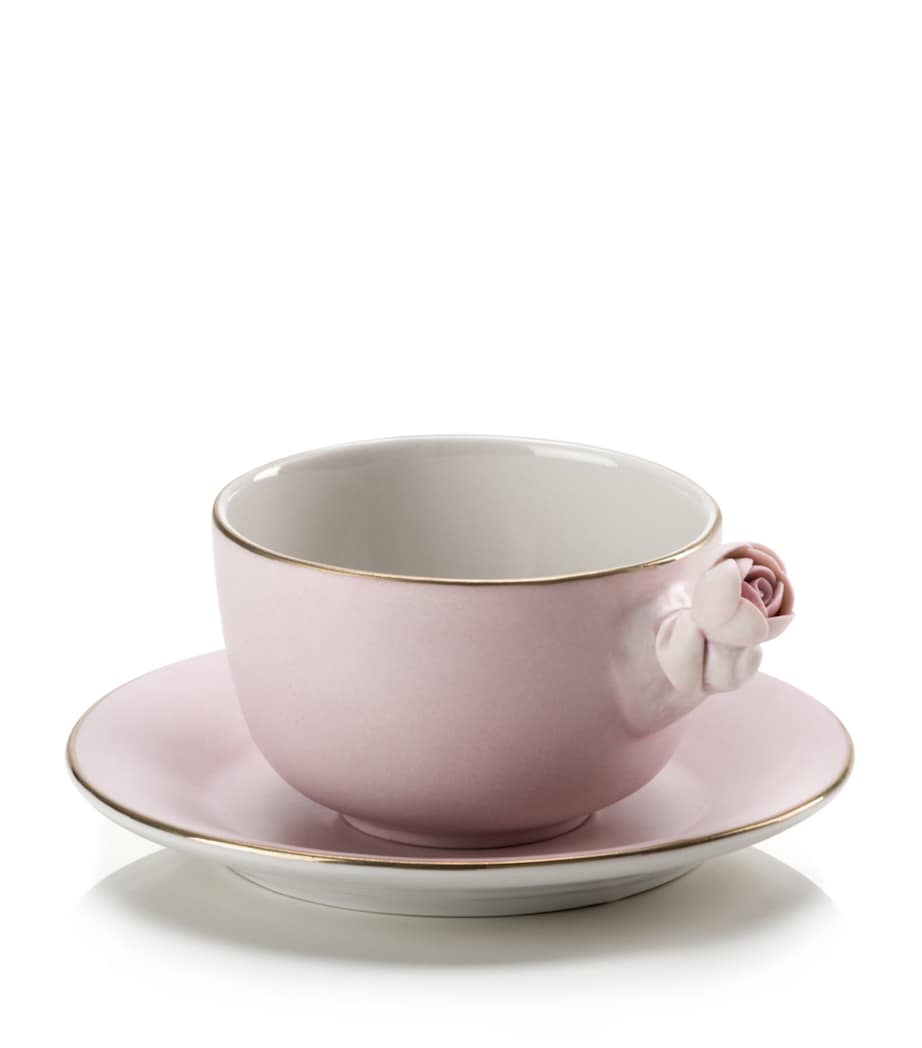 VILLARI Cappuccino Cup and Saucer Rose Image 1