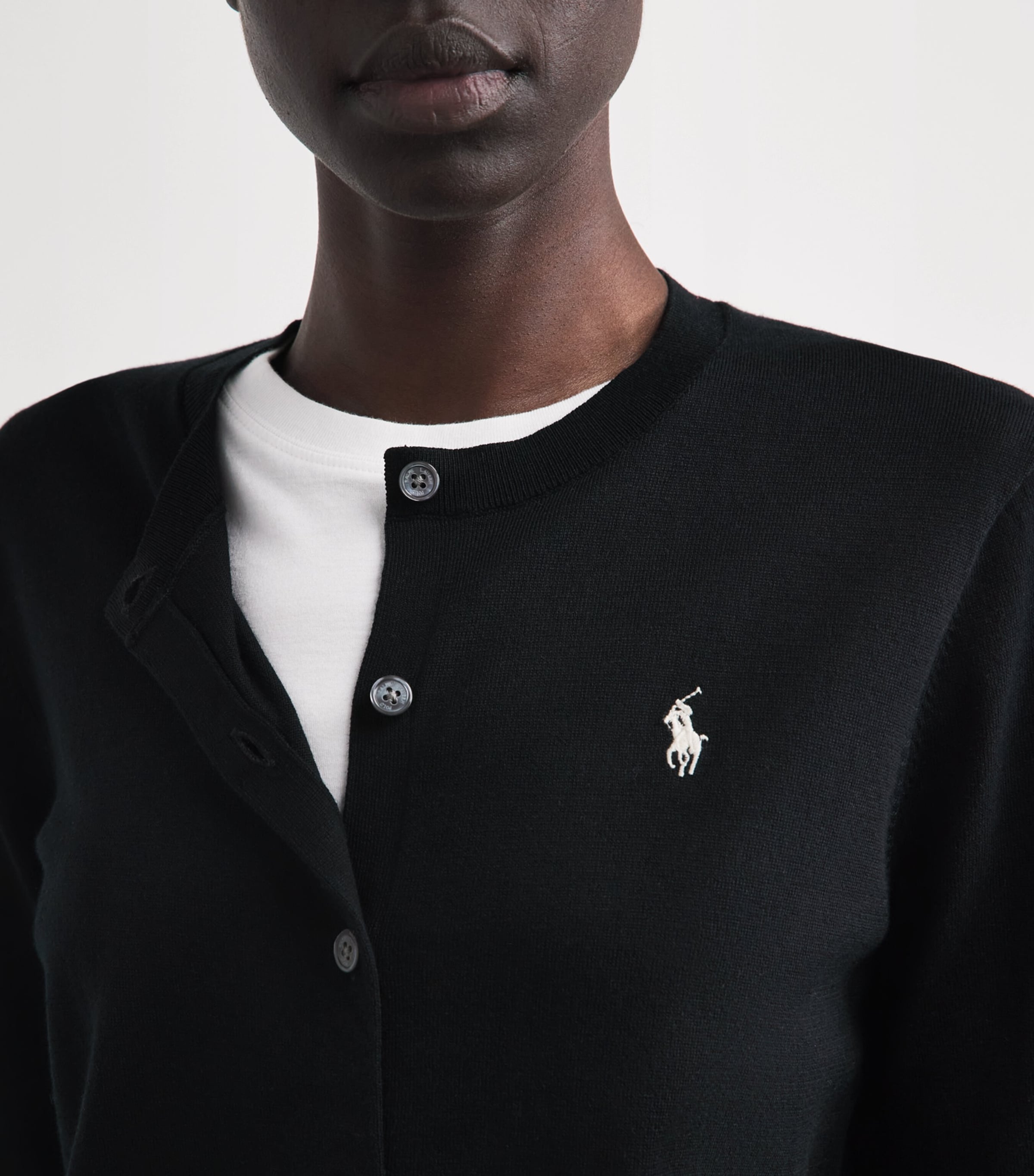 Polo Ralph Lauren Womens Cotton Ribbed Cardigan Polo Black Image 3