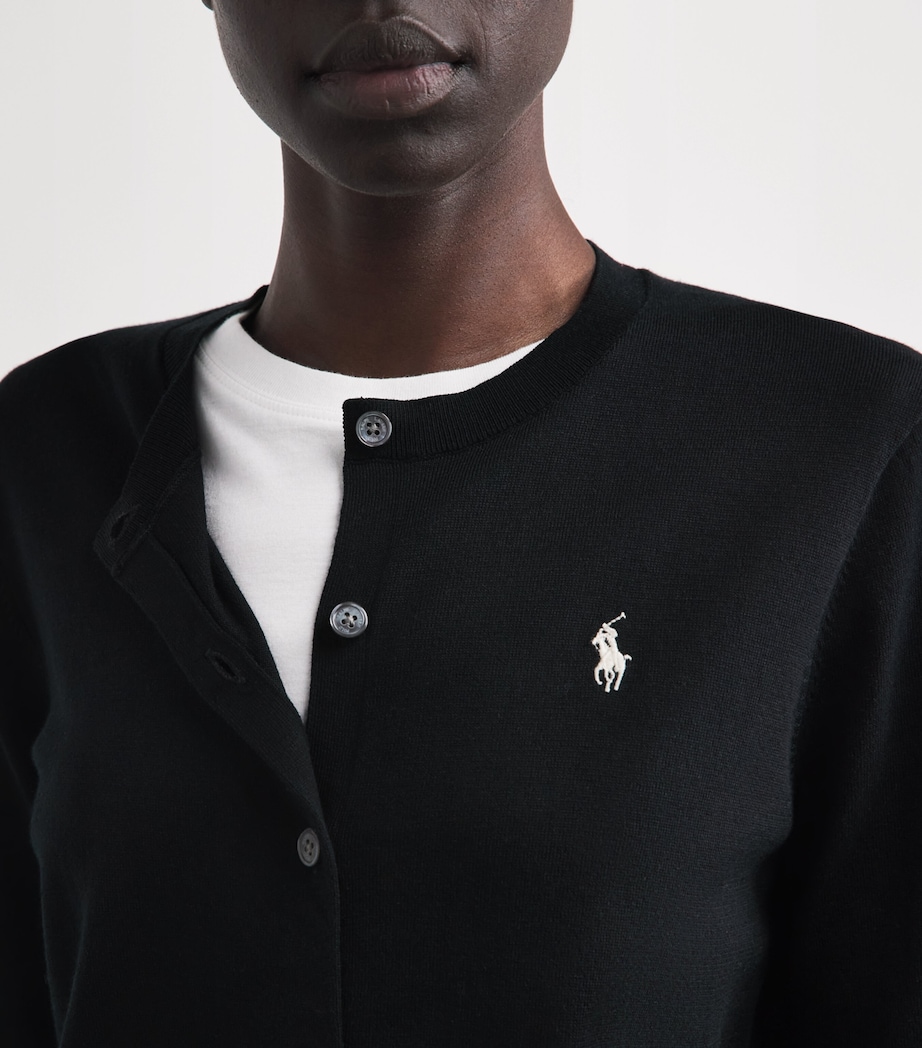 Polo Ralph Lauren Womens Cotton Ribbed Cardigan Polo Black Image 3