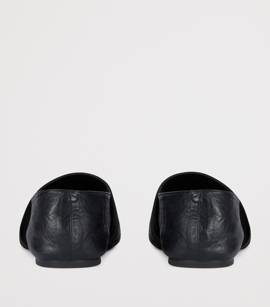 Leather Square-Toe Ballet Flats BLACK Image 5