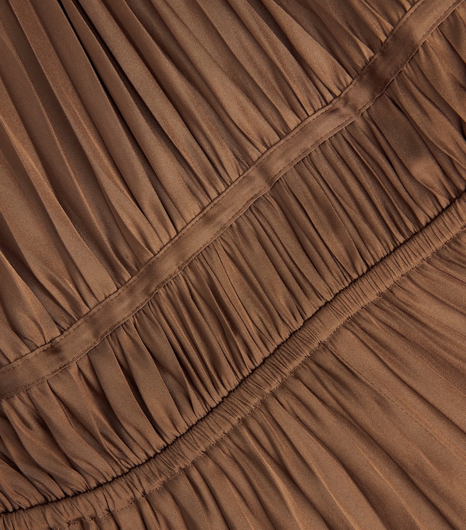 Maje Womens Satin Pleated Maxi Dress Brown Image 6