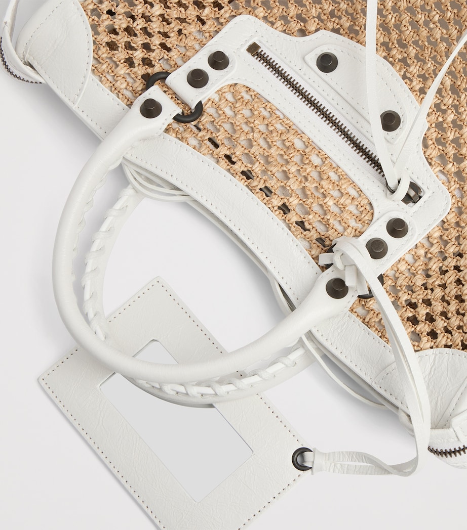 Balenciaga Small Raffia-Lambskin Le City Top-Handle Bag Image 8