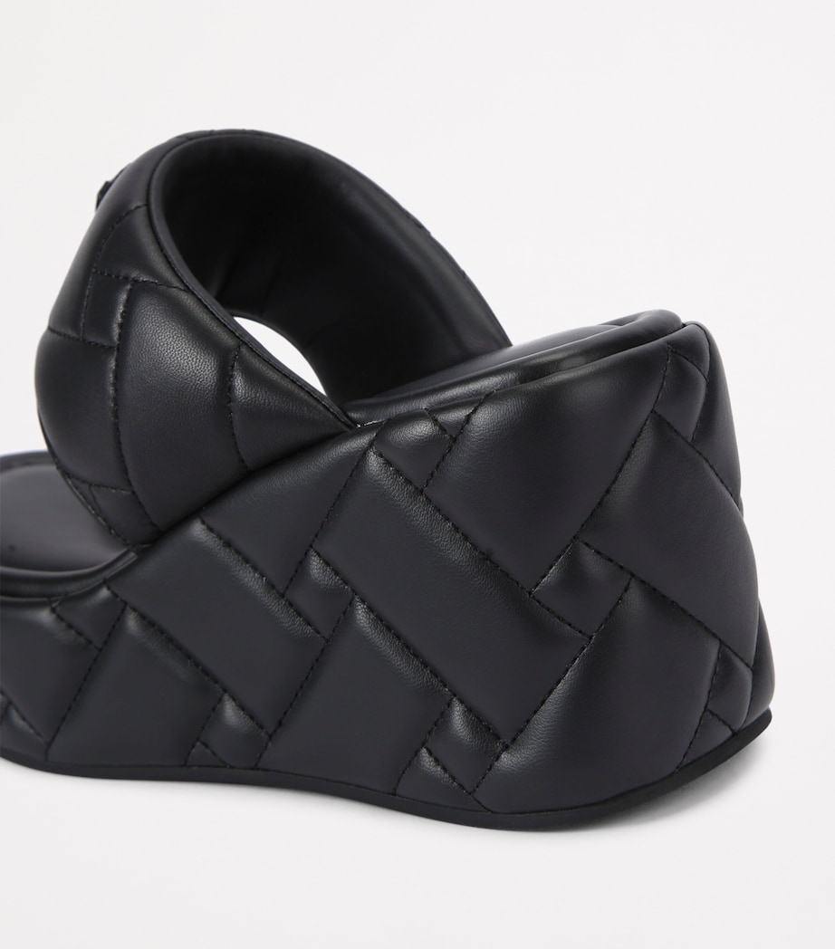 Leather Kensington Puff-Wedge Sandals BLACK Image 2