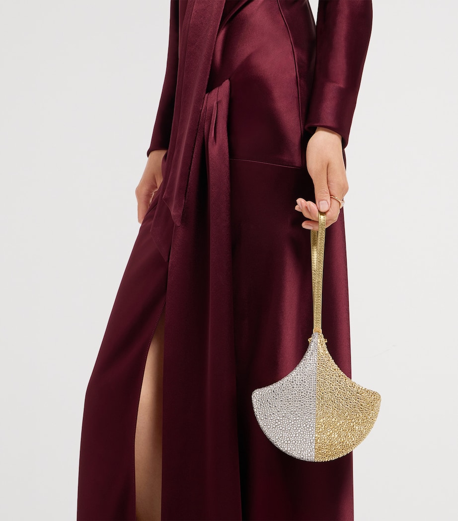 Crystal-Embellished Ginkgo Clutch Bag BEIGE MEDIUM Image 3