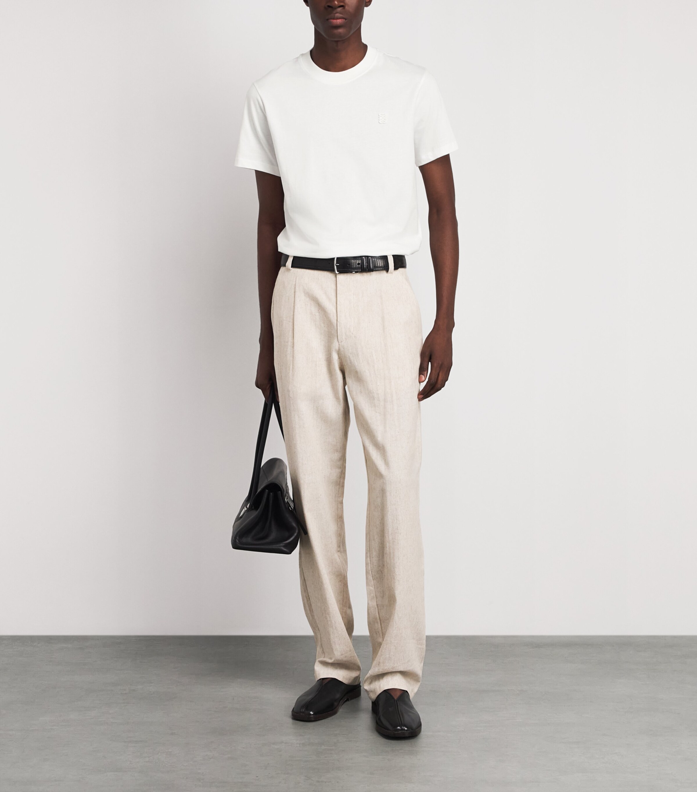 Sandro Paris Mens Cotton Logo-Patch T-Shirt White Image 2