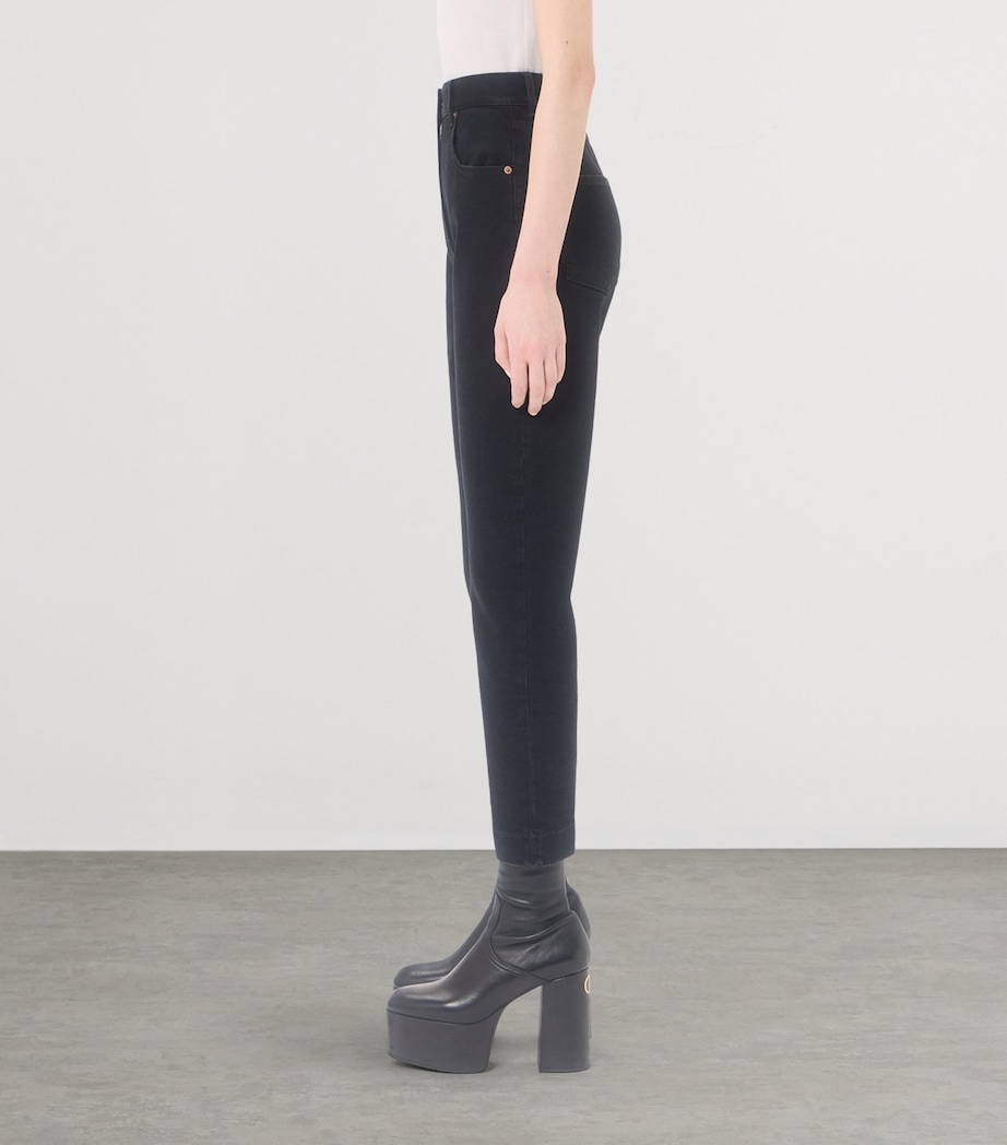 Valentino Womens Stretch-Denim Cropped Straight Jeans Image 4