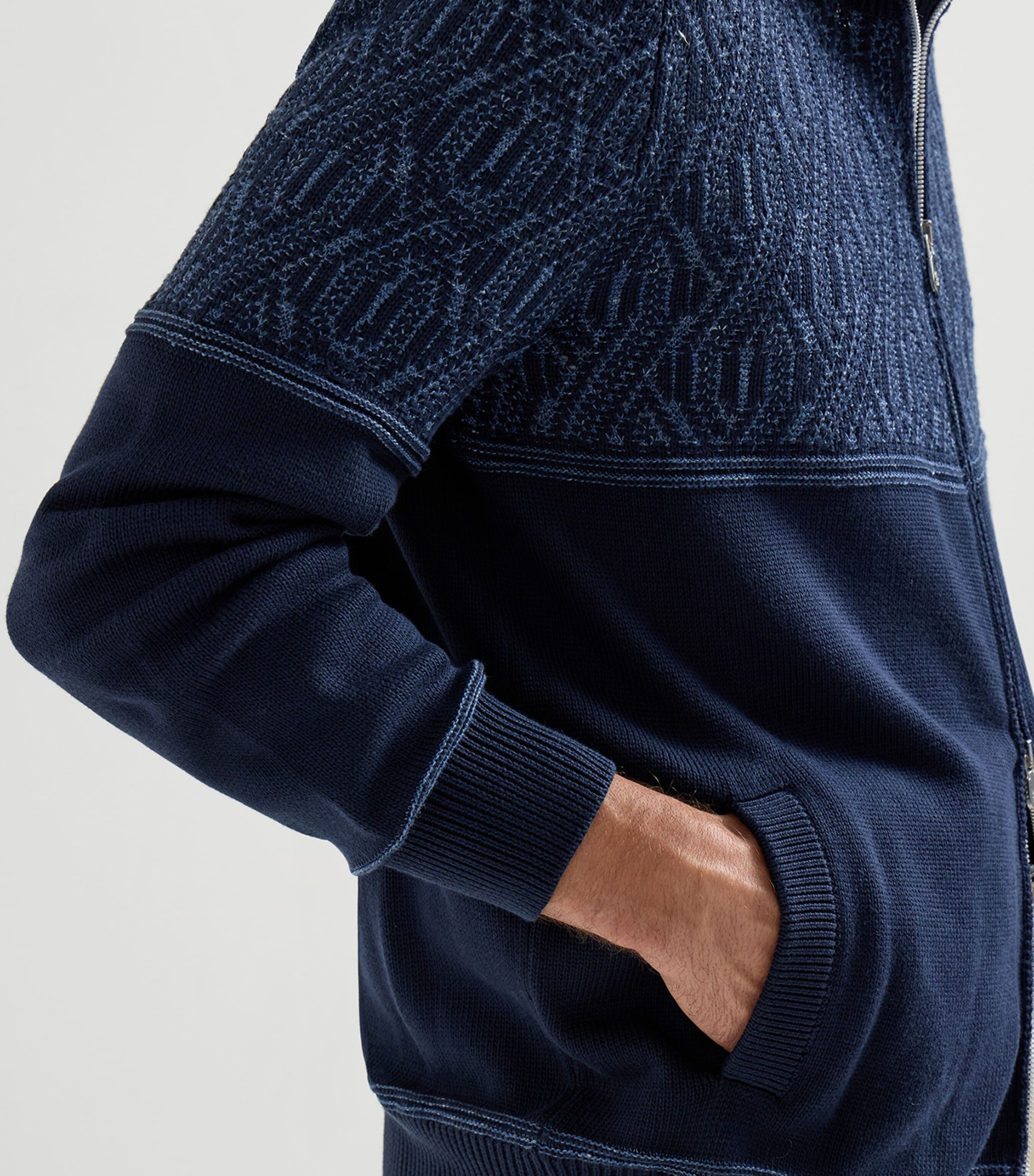 Brunello Cucinelli Mens Cotton Geometric Jacquard Cardigan Image 6