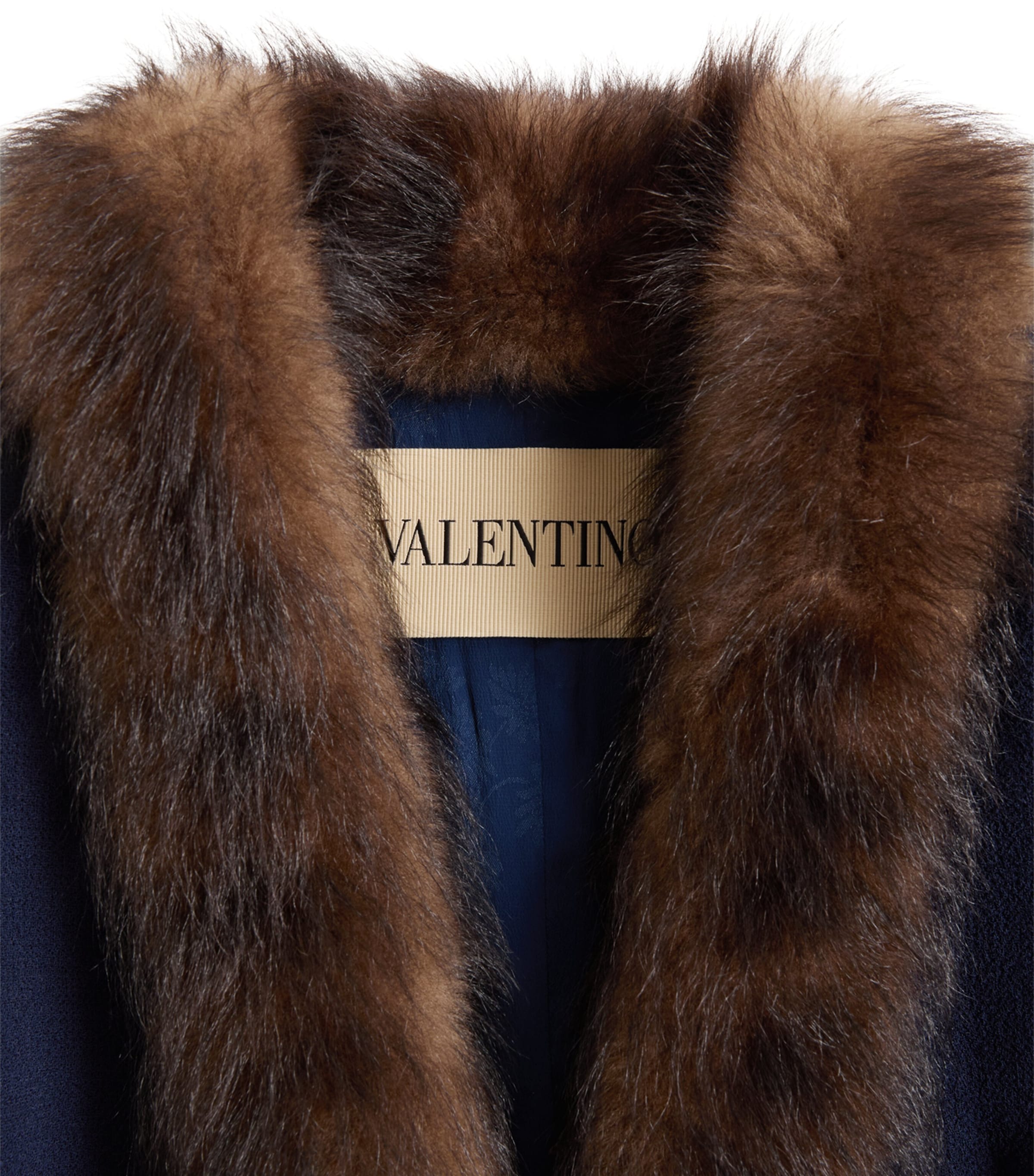 Valentino Blue Faux Fur-Trim Blazer | Harrods US