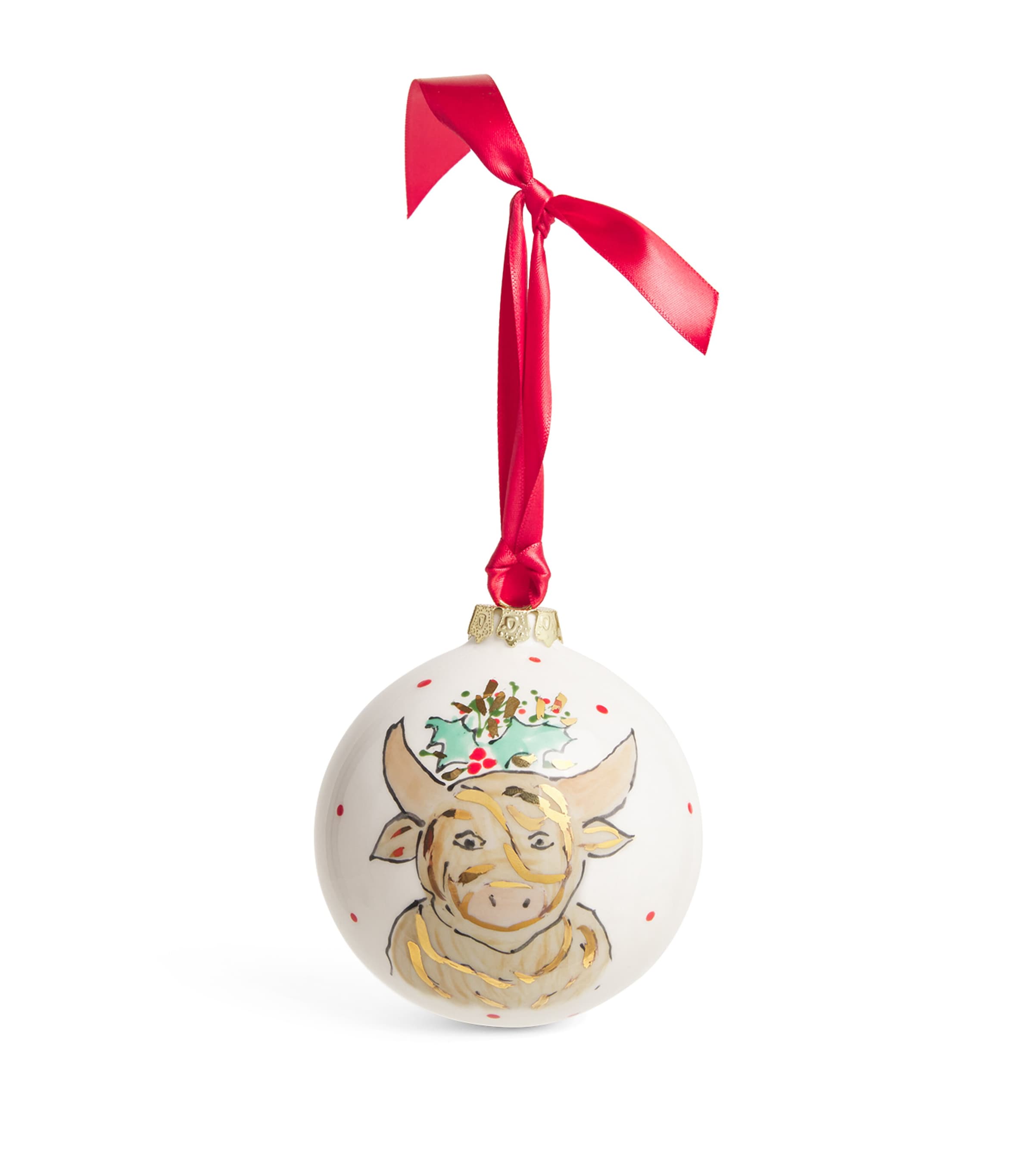 Jayne Redmond Highland Cow Bauble In White