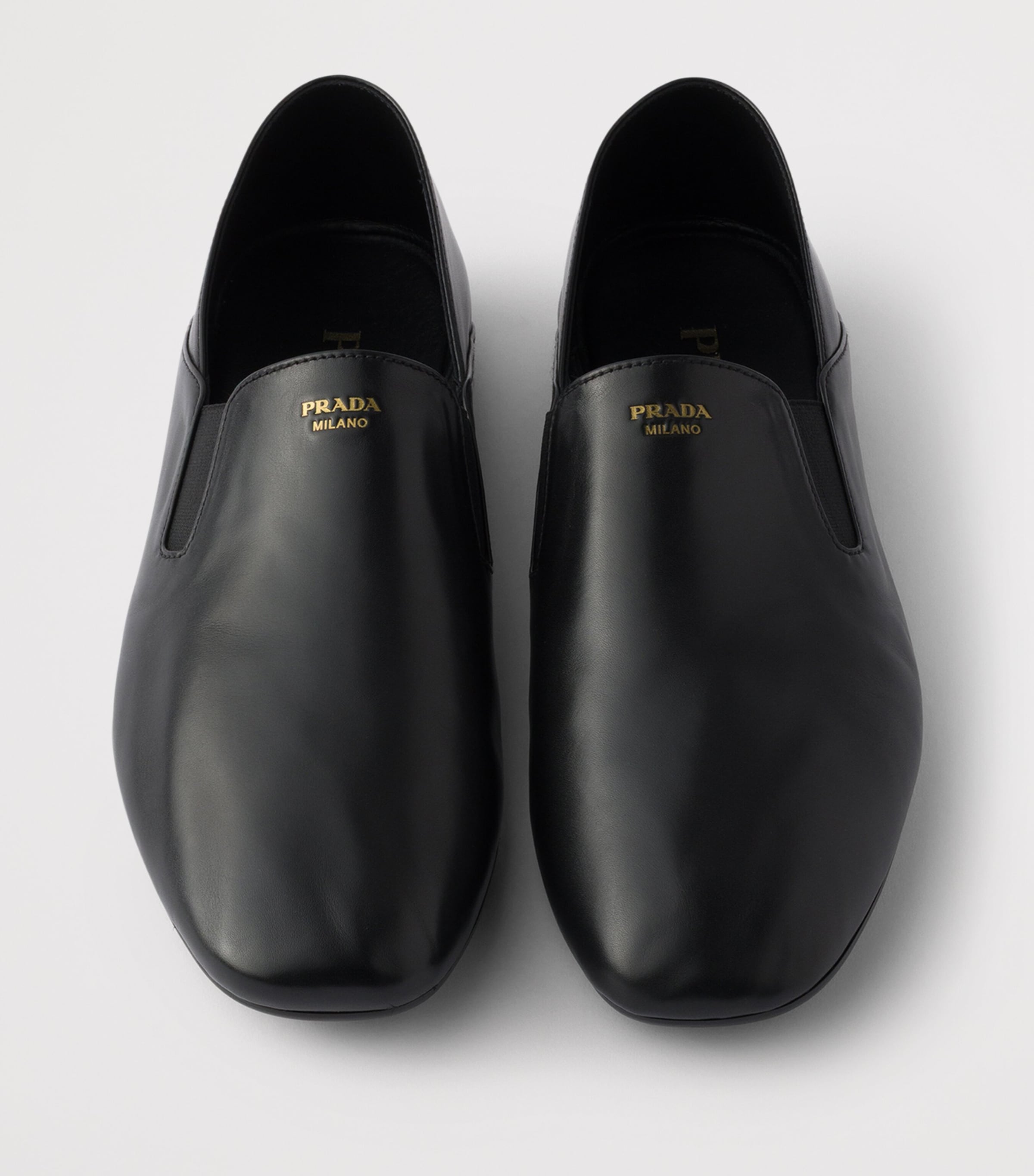 Prada Leather Logo Loafers Black Image 4