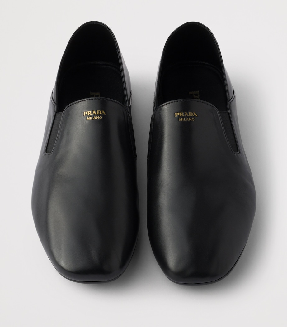 Prada Leather Logo Loafers Black Image 4