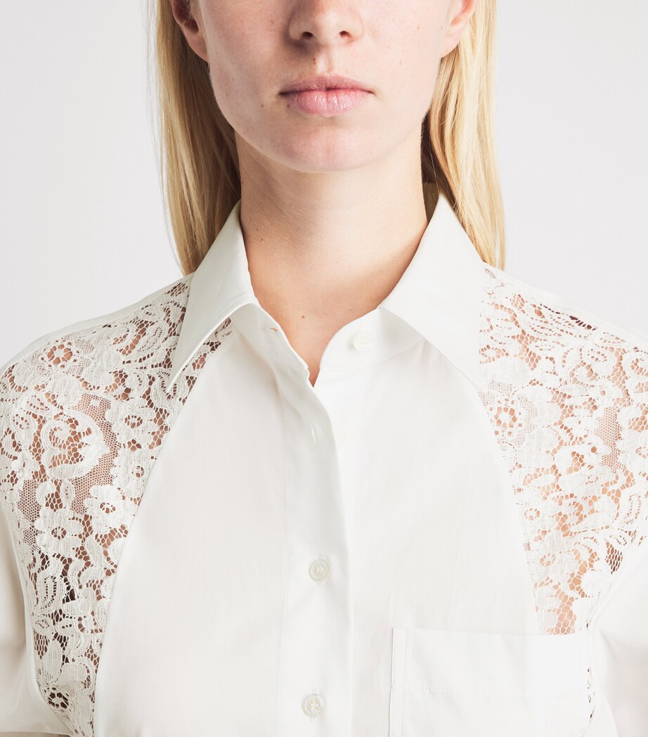 Stella McCartney Womens Organic Cotton Lace-Panel Midi Shirt Dress Pure White Image 4