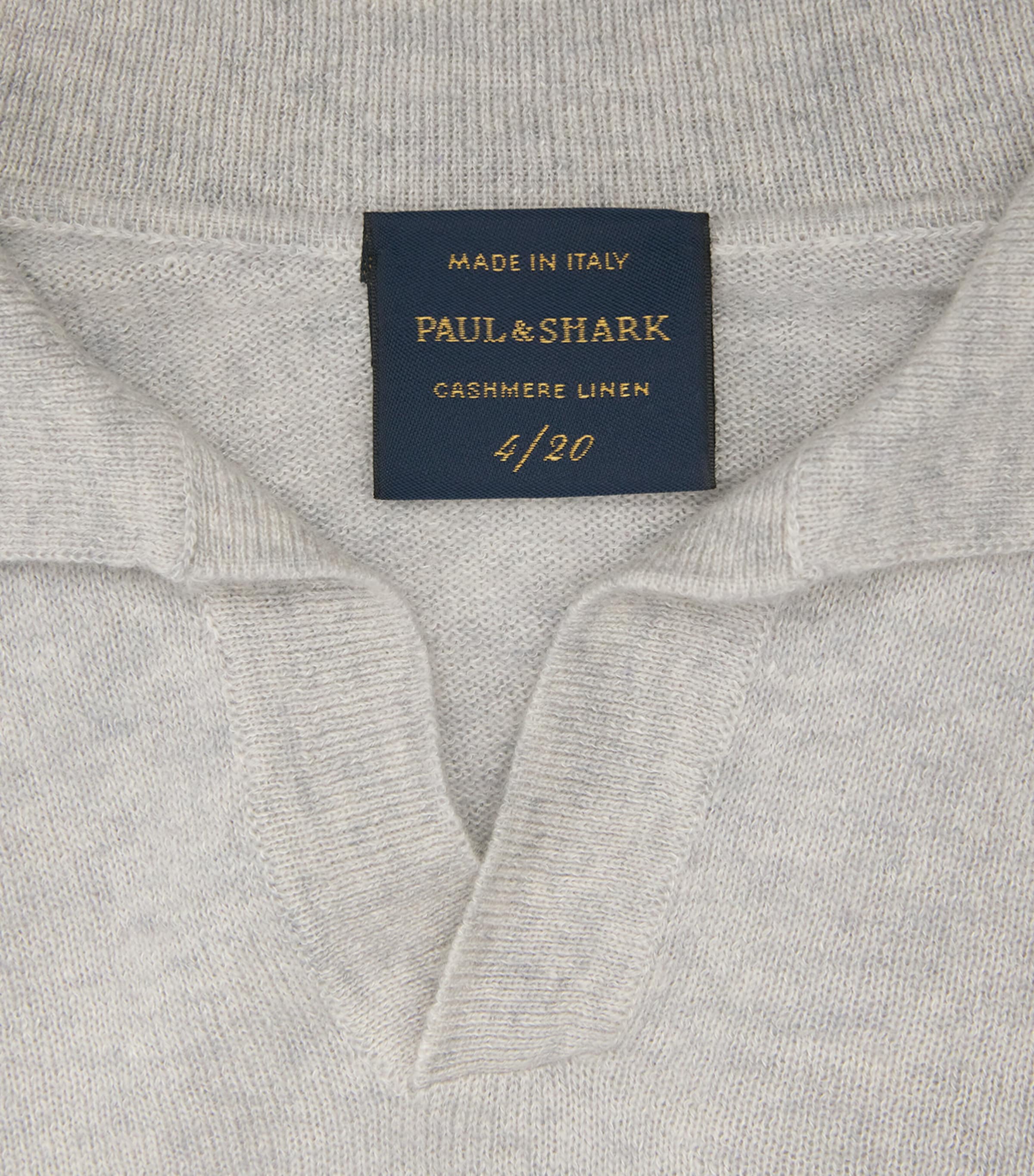 Paul & Shark Mens Cashmere-Linen Open-Collar Polo Shirt Light Grey Image 6
