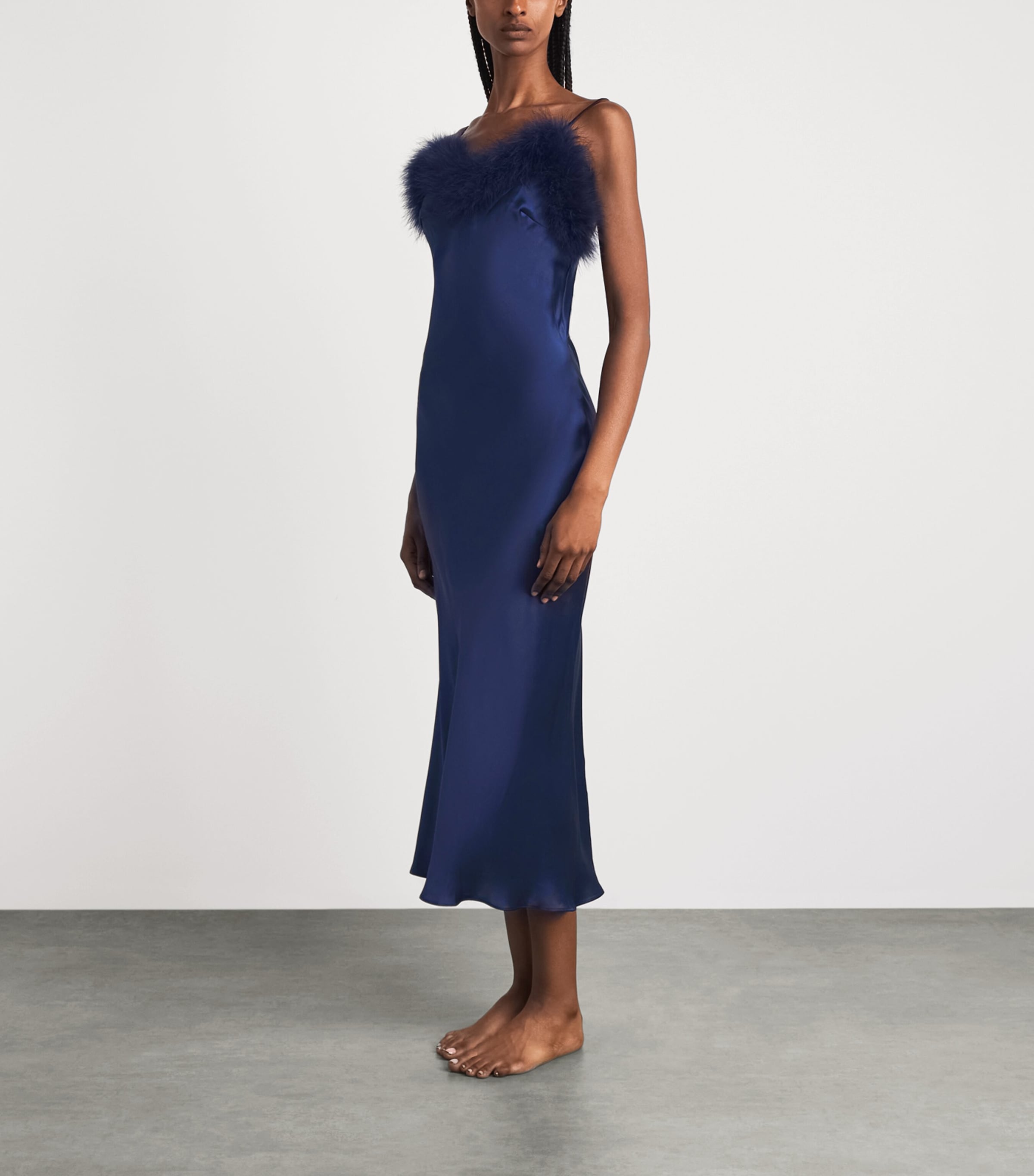 Gilda & Pearl Womens Silk Meet Me At Midnight Slip Dress Sapphire Image 2