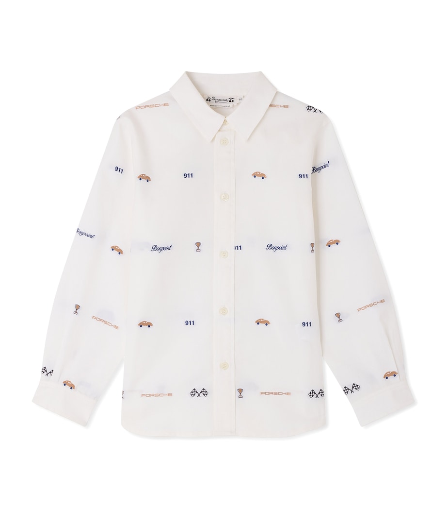Bonpoint x Porsche Cotton Shirt (10-14 Years) Blanc Naturel Image 1