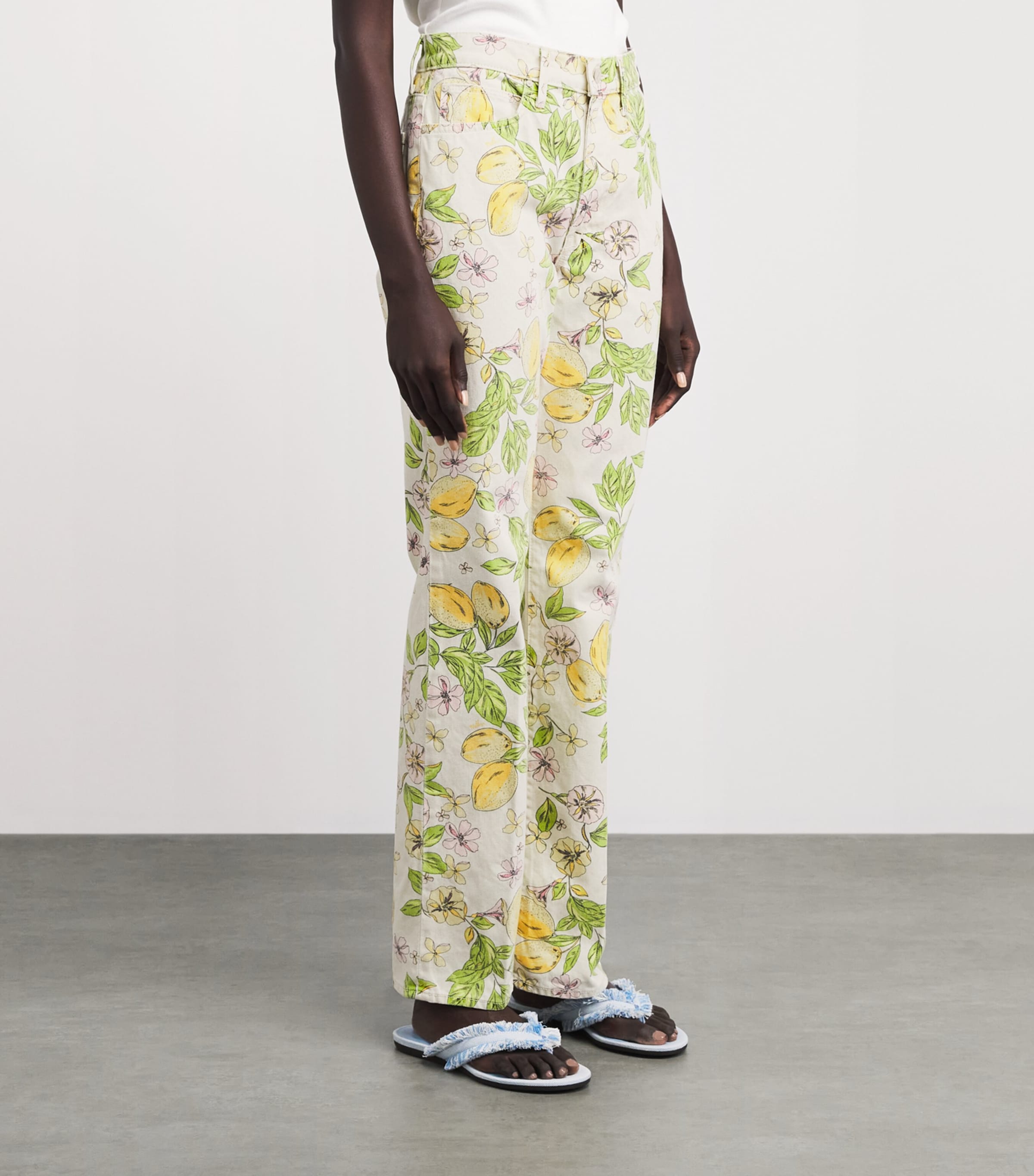 MOTHER Womens Printed The Kick It Straight Jeans Lms Lemonade St Image 4