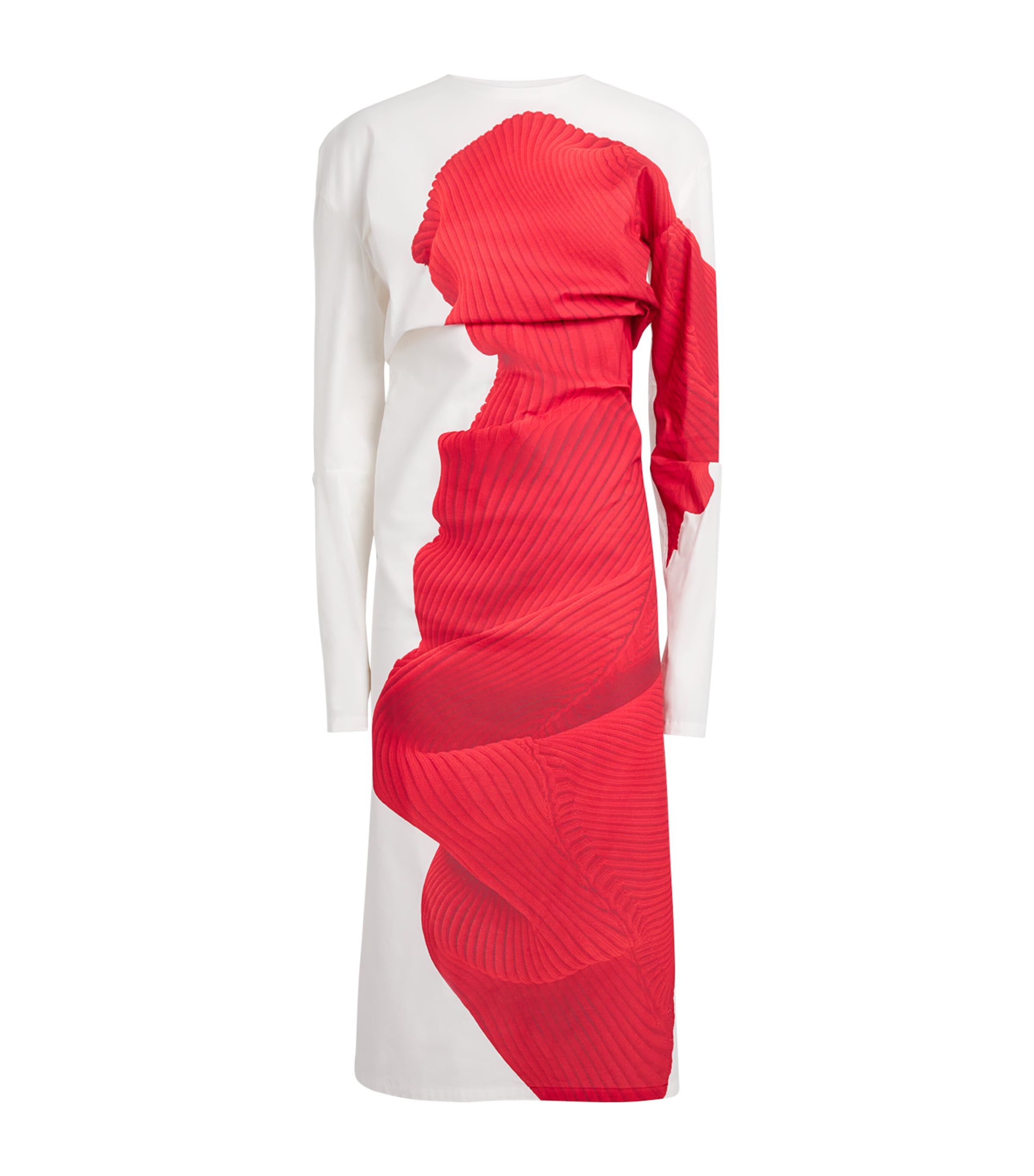 Issey Miyake Knit As Represented Midi Dress In Red