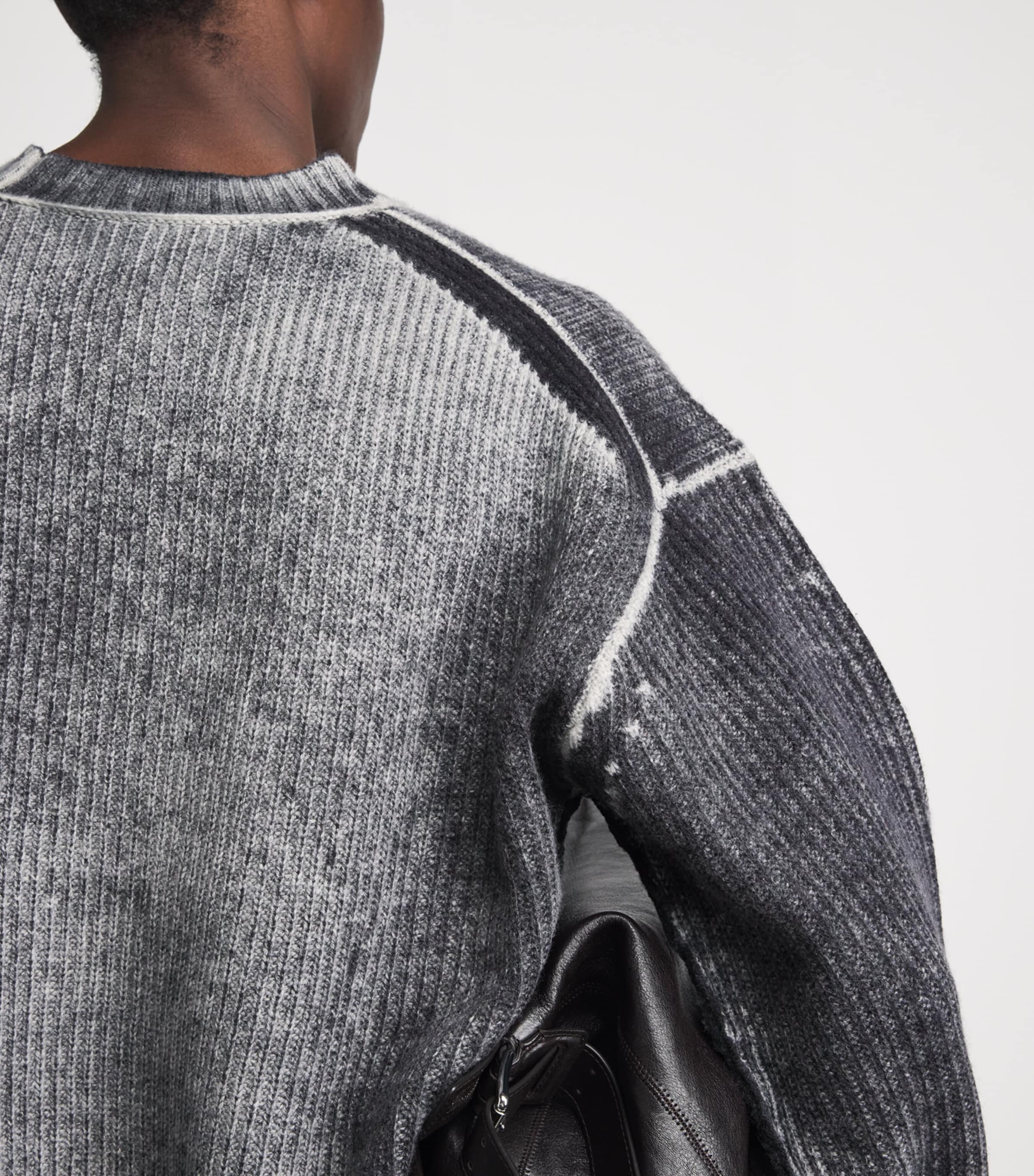 Represent Mens Wool Reversible Fade Out Sweater Jet Black Image 3