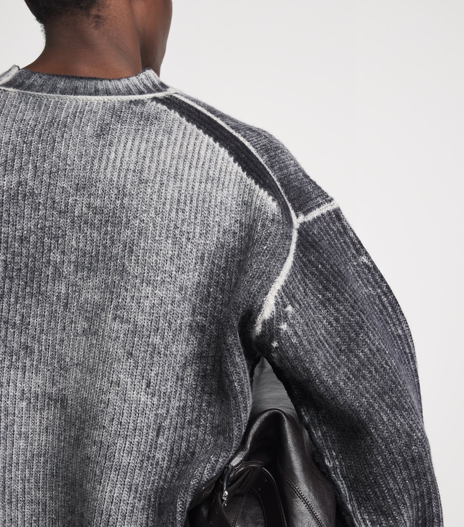 Represent Mens Wool Reversible Fade Out Sweater Jet Black Image 3