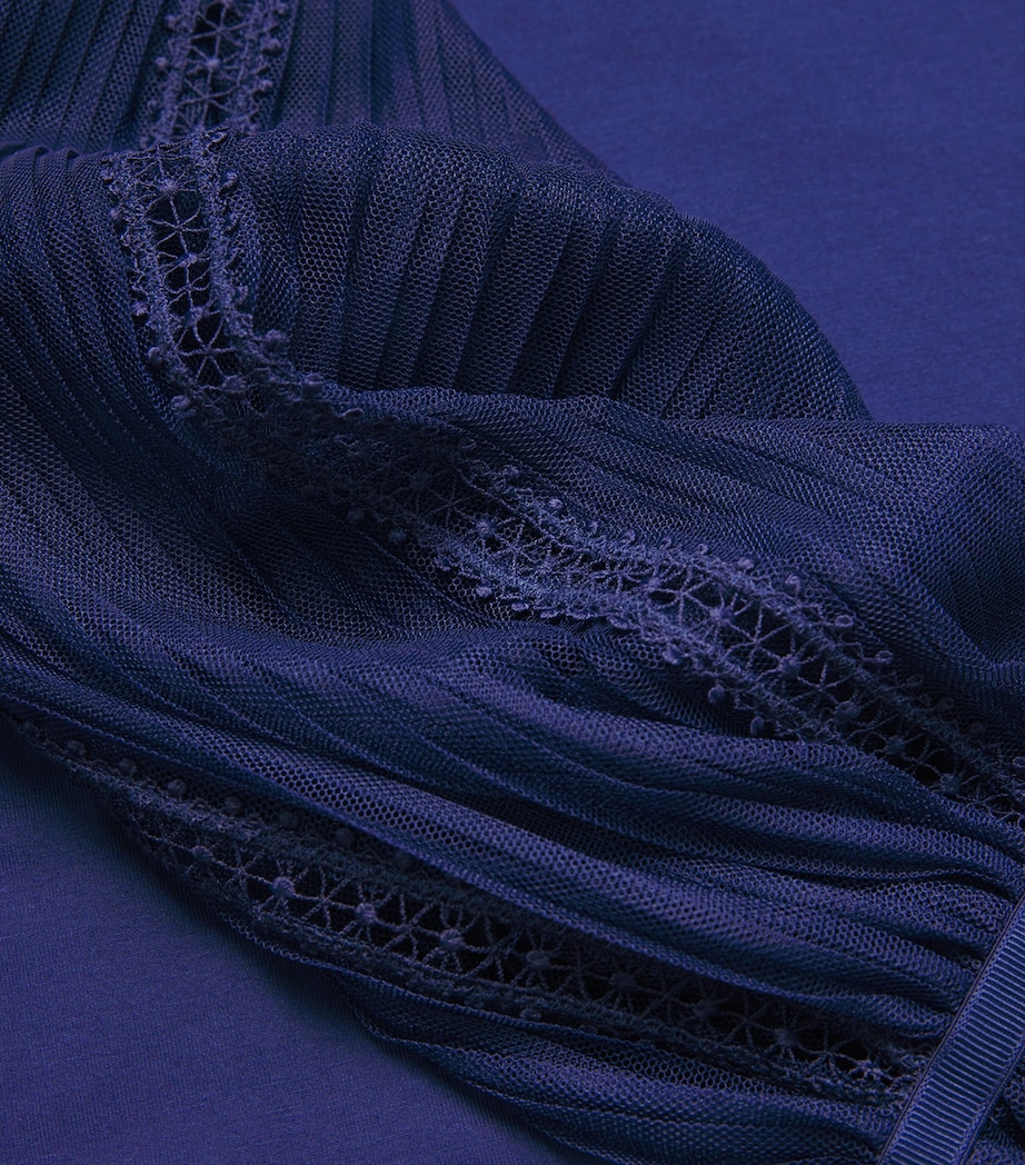 Tulle-Sleeve Layering Blouse BRIGHT EVENING BLUE Image 5