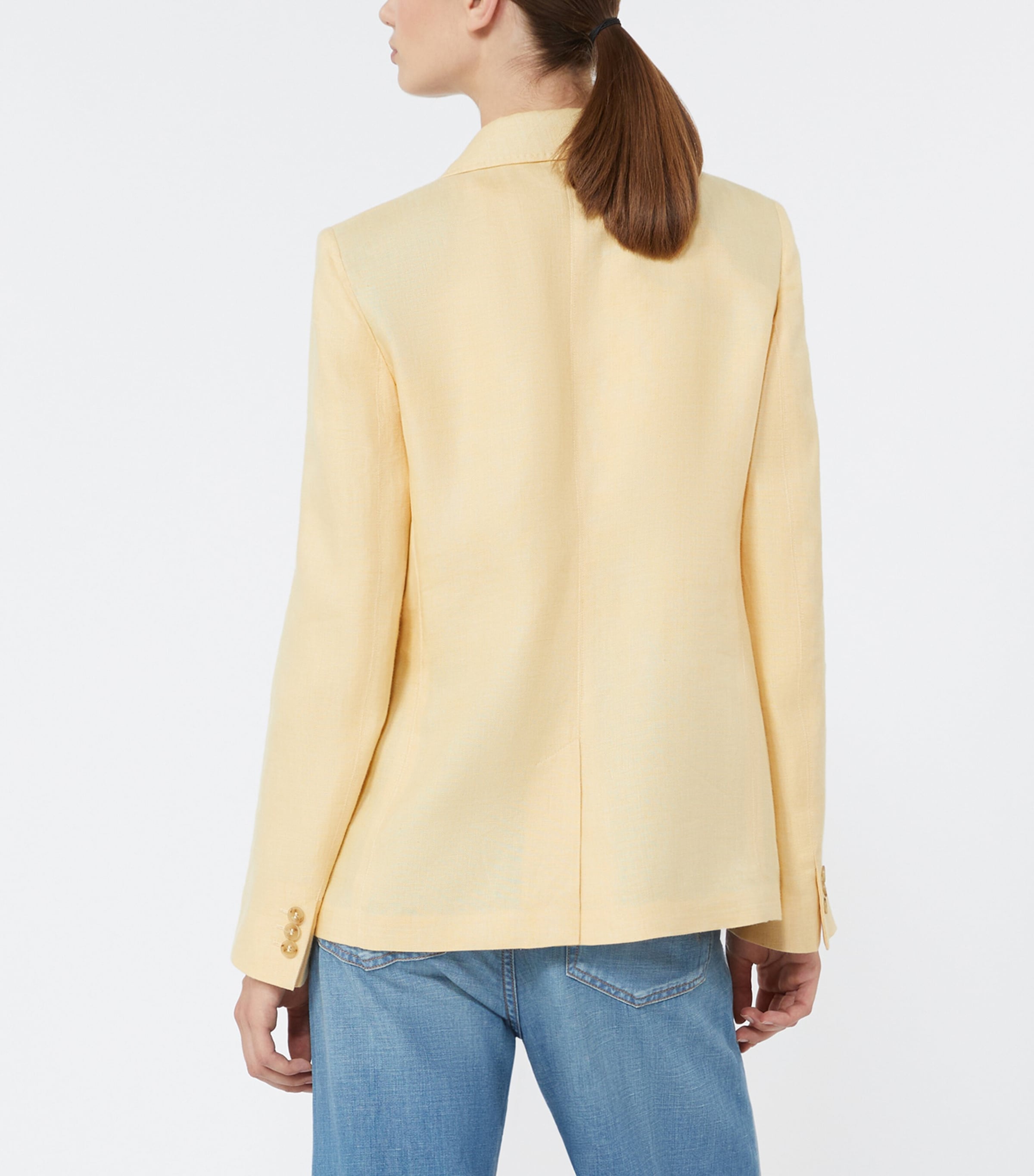 Weekend Max Mara Womens Linen Single-Breasted Blazer Light Yellow Image 4