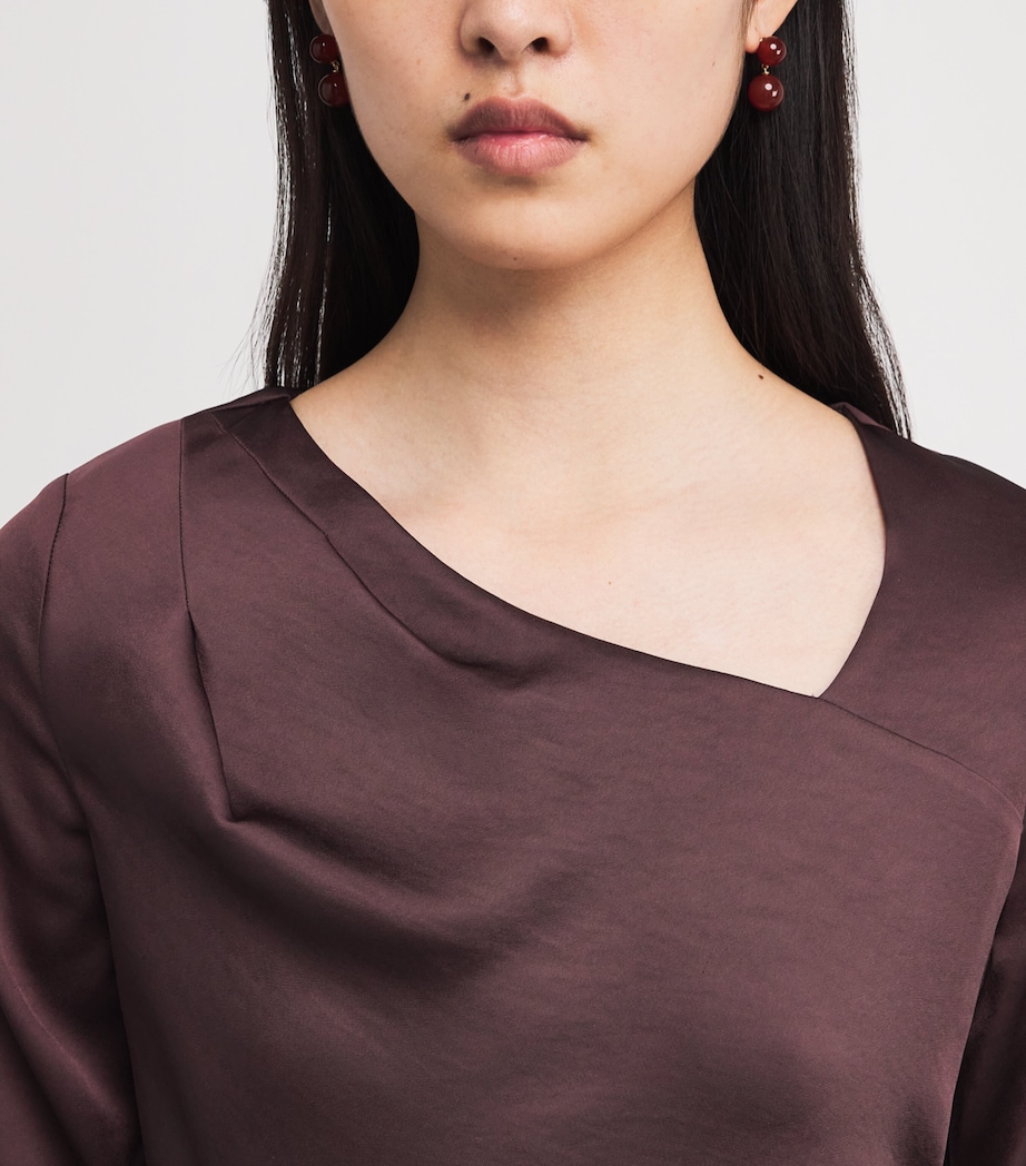 Satin Asymmetric Midi Dress AUBERGINE Image 6