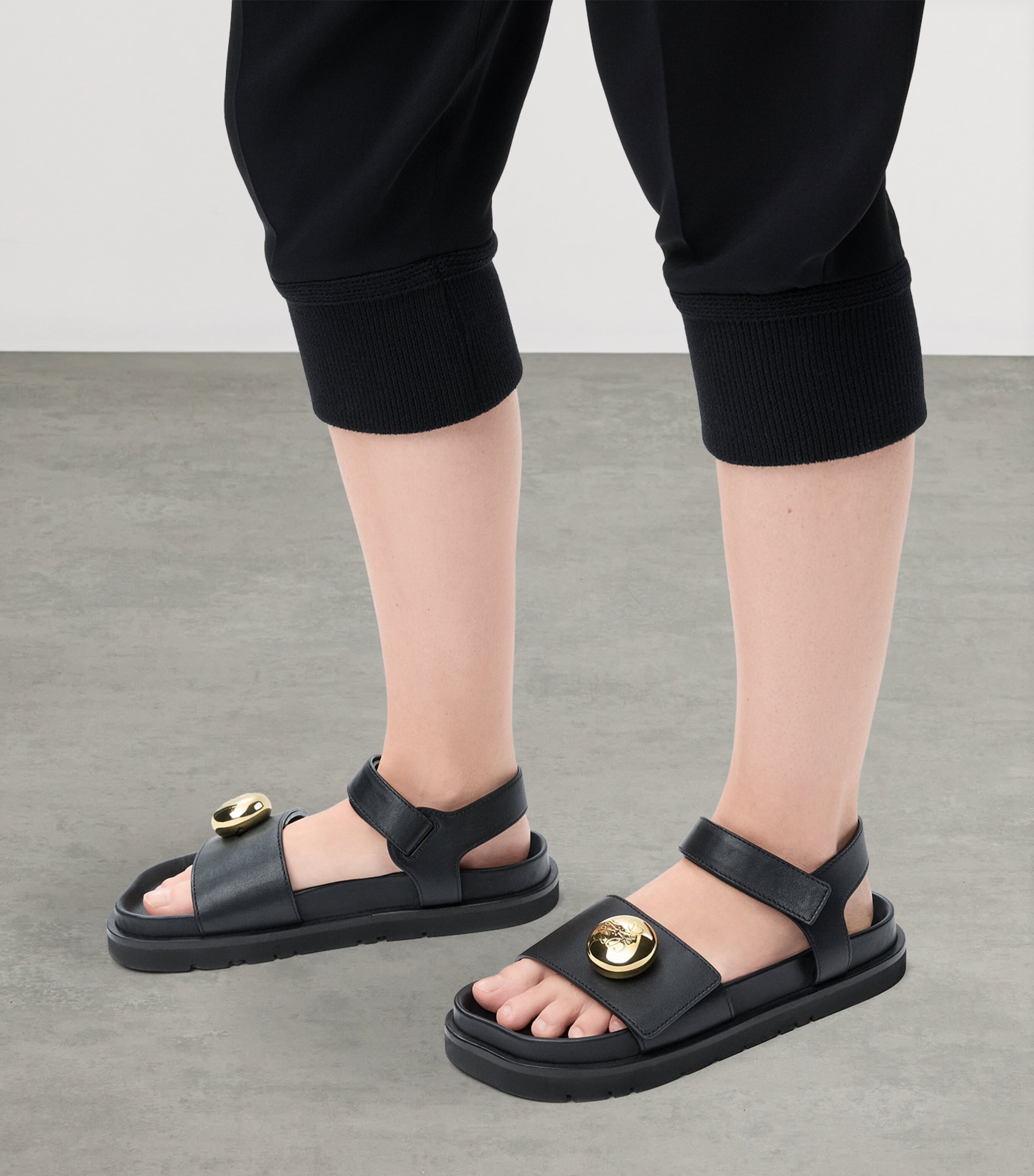 Leather Pebble Fussbett Sandals BLACK Image 4