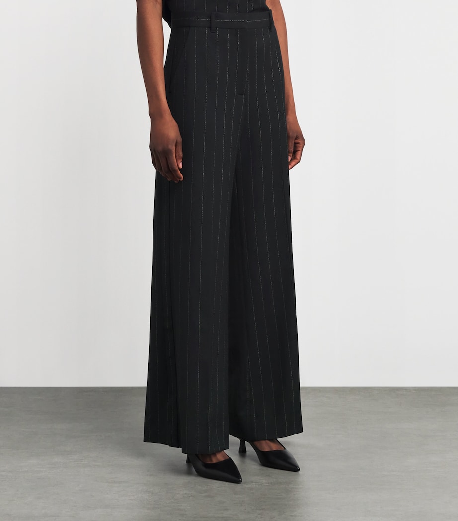 Metallic Pinstripe Tailored Trousers BLACK/GOLD Image 3