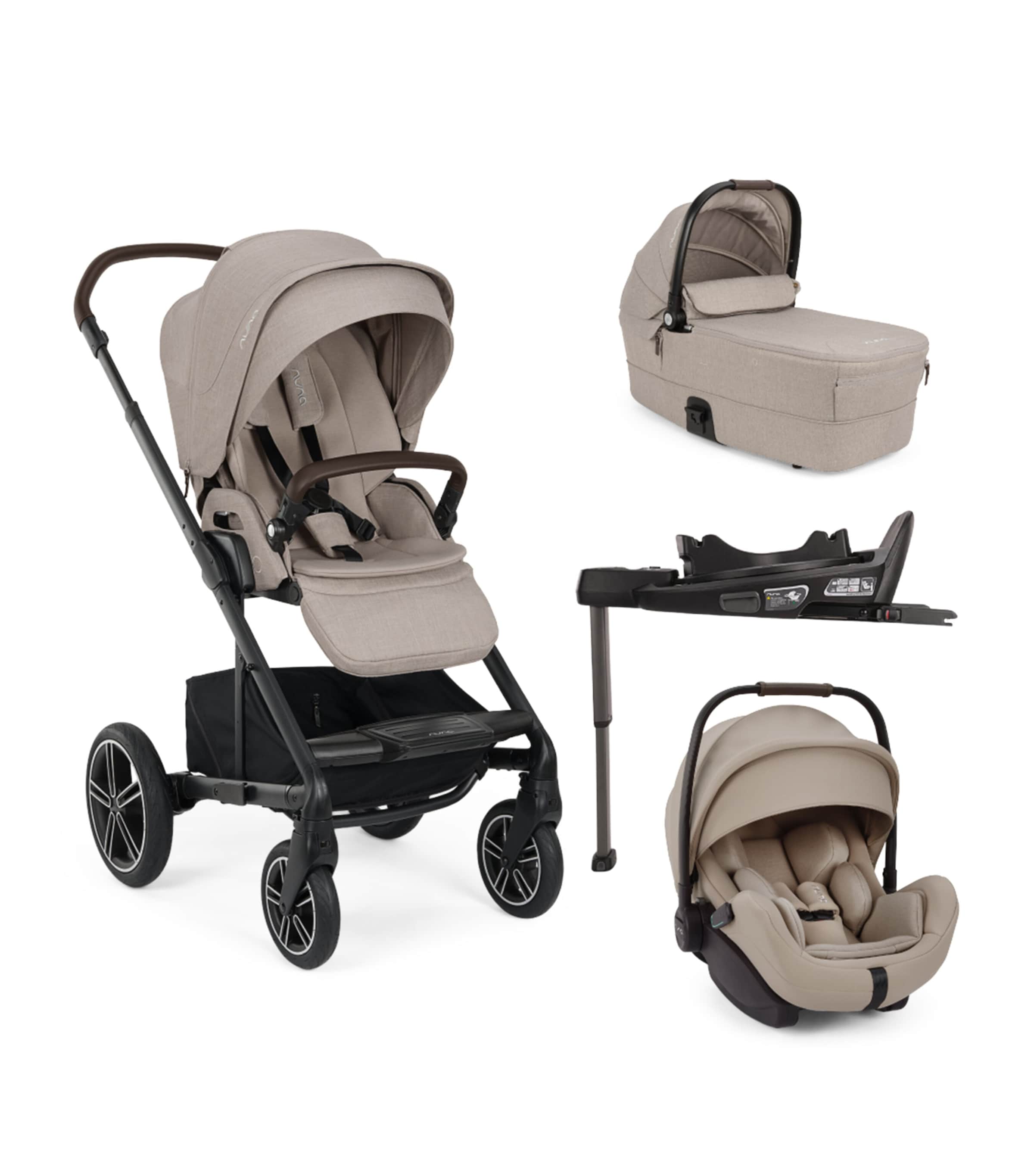 Nuna MIXX Next Stroller and Carry Cot, ARRA Flex Car Seat and BASE Curv Bundle Chateaux Image 1