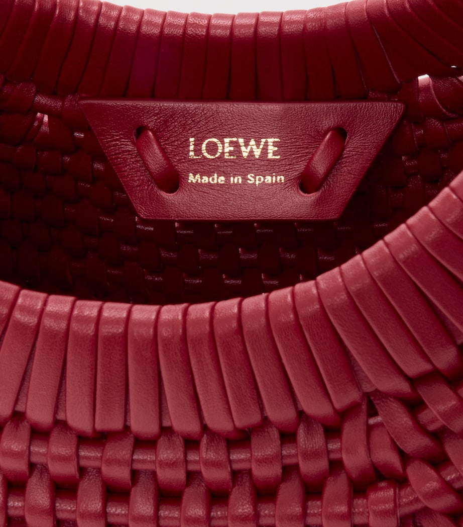 Leather Diamond Top-Handle Bag CHERRY Image 9