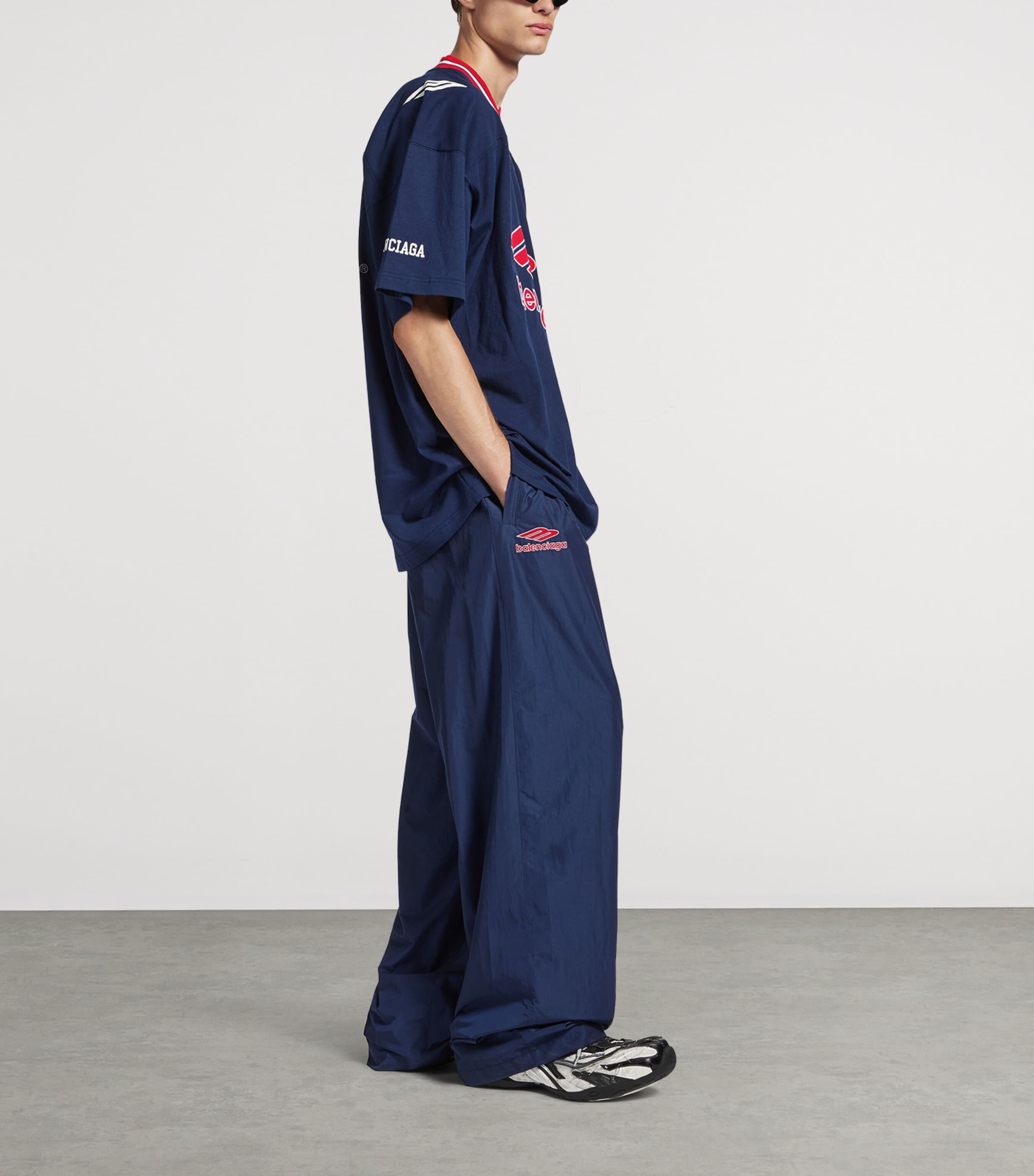 Cotton-Blend Elasticated Wide-Leg Trousers 6641 Image 4