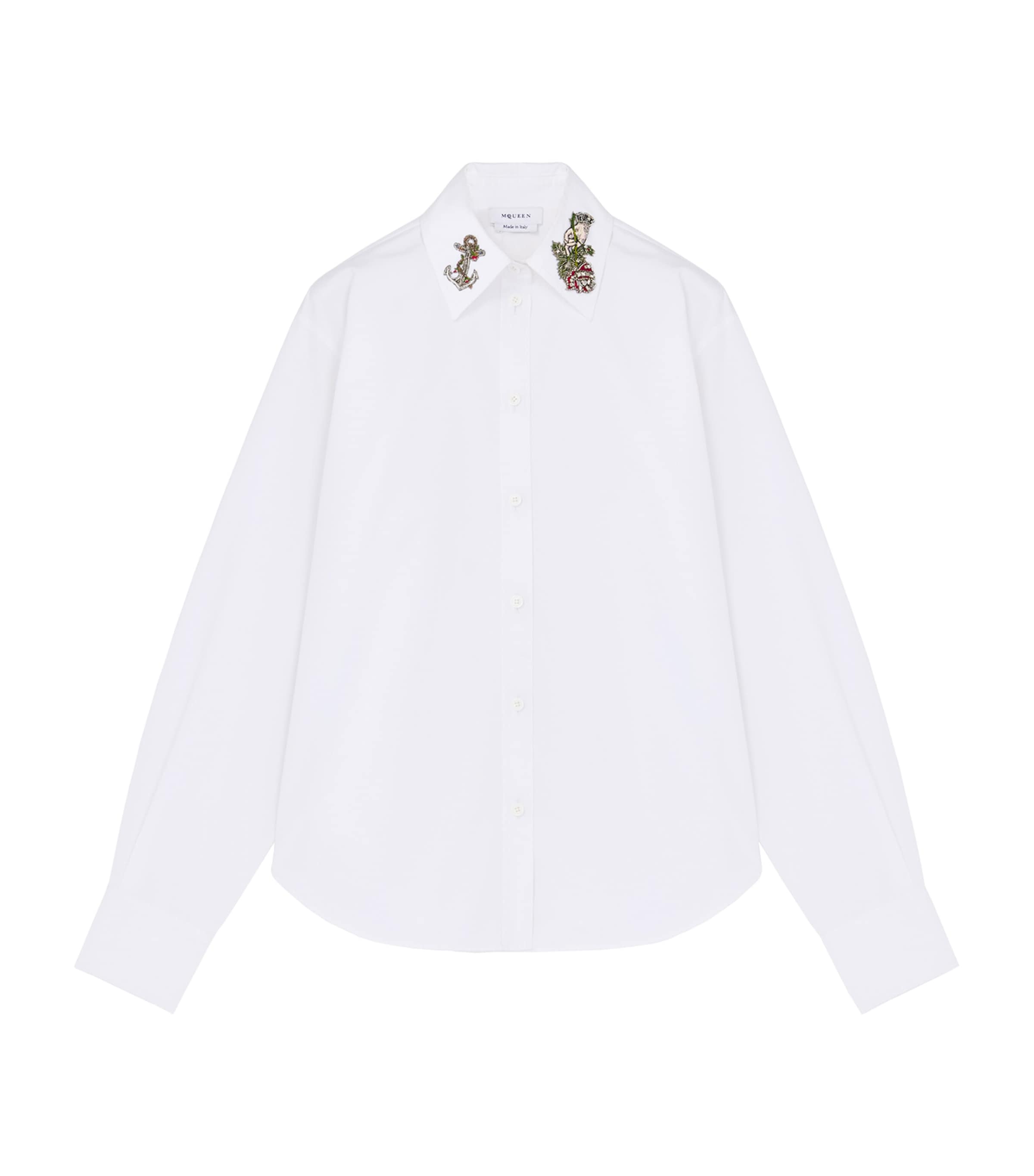 Alexander Mcqueen Cotton Embroidered Sailor Tattoo Shirt In White