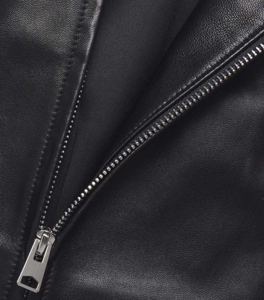 CHAROUX Womens Globe Leather Bomber Jacket Black Image 6