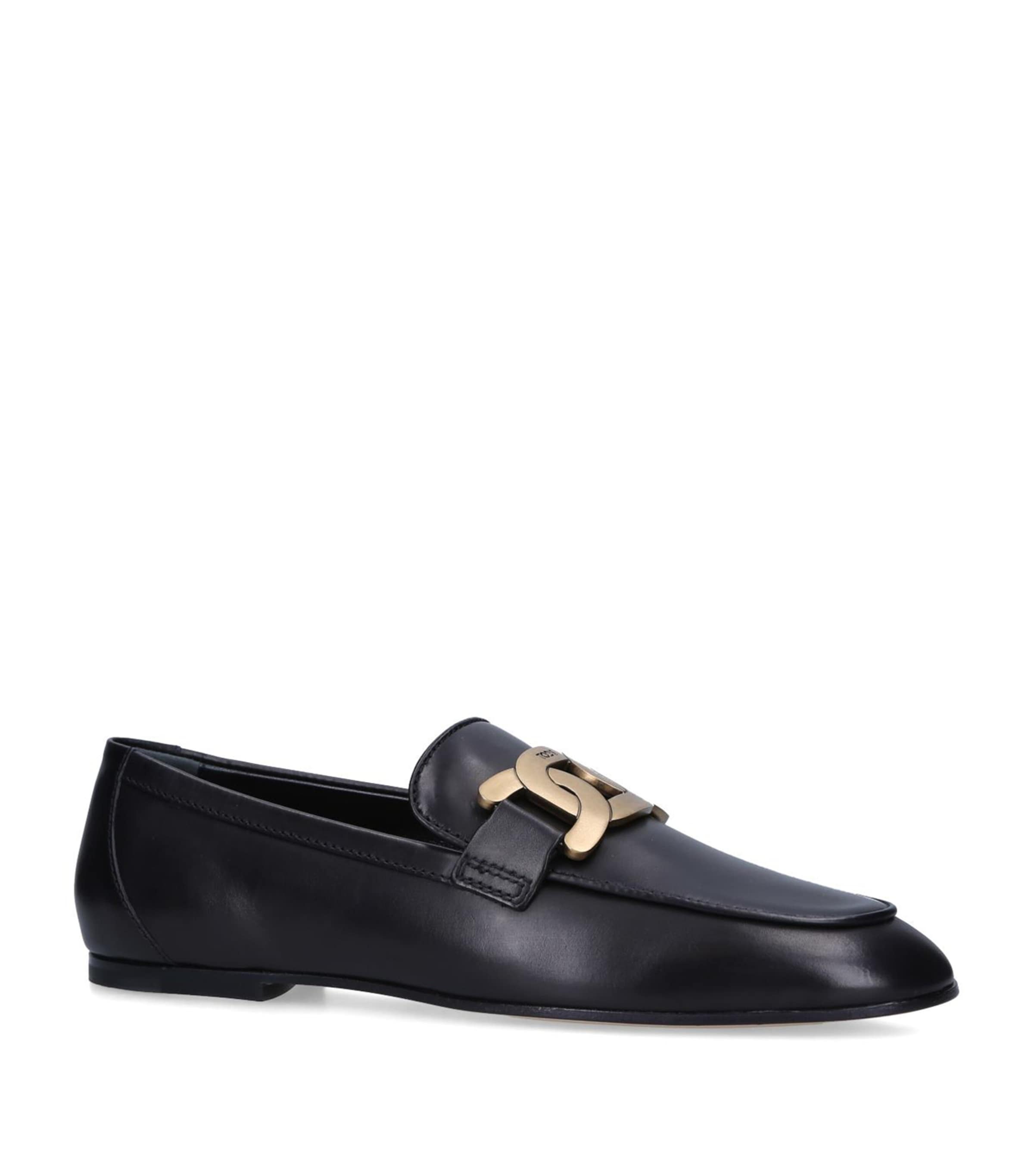 Tod's Black Leather Kate Loafers Harrods UK