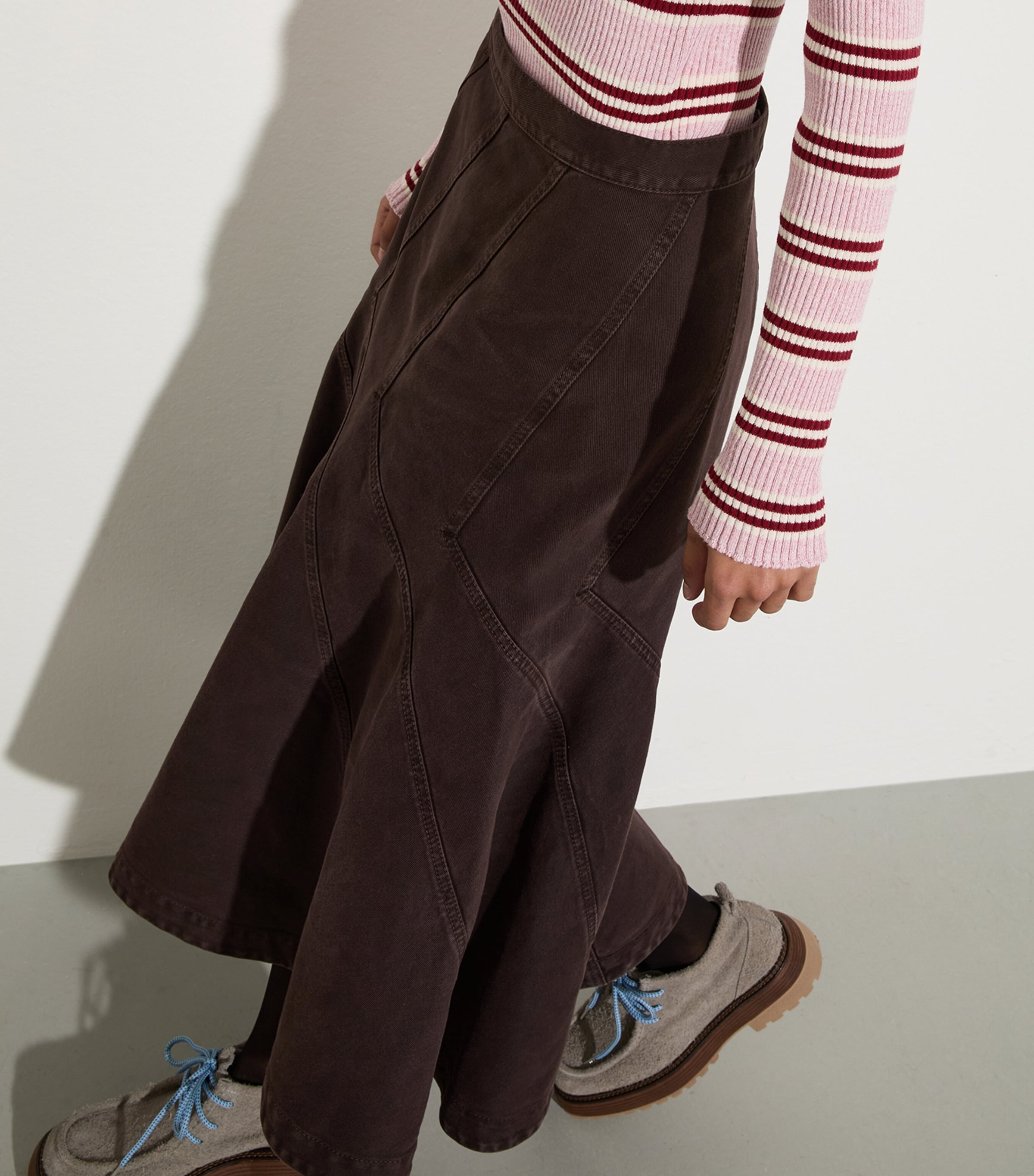 Cotton Midi Skirt CHOCOLATE Image 5