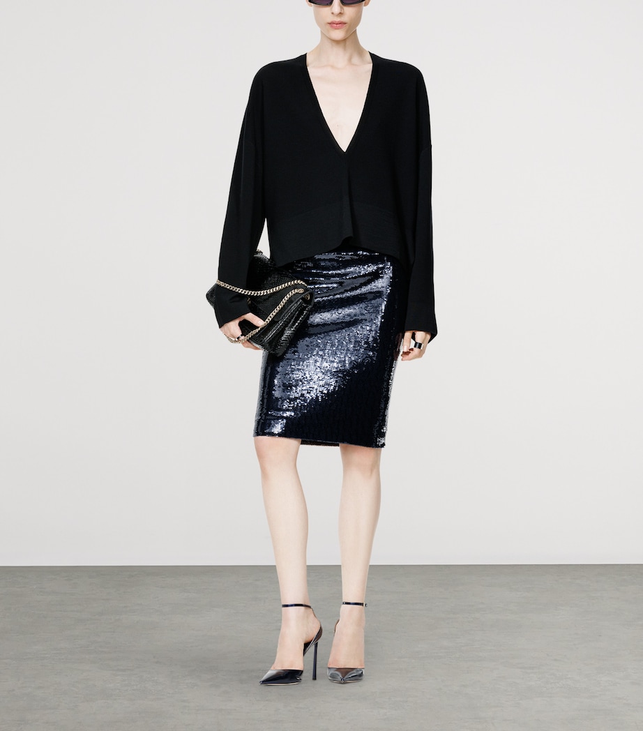 TOM FORD Womens Sequin Pencil Skirt Uec Image 2
