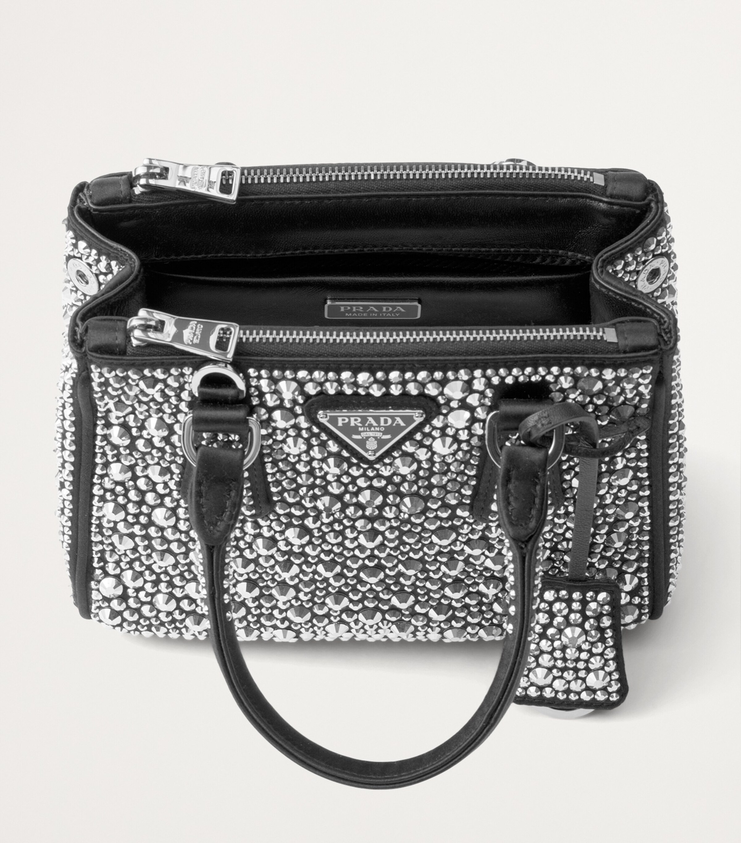 Prada Micro Satin Crystal-Embellished Galleria Top-Handle Bag Image 4