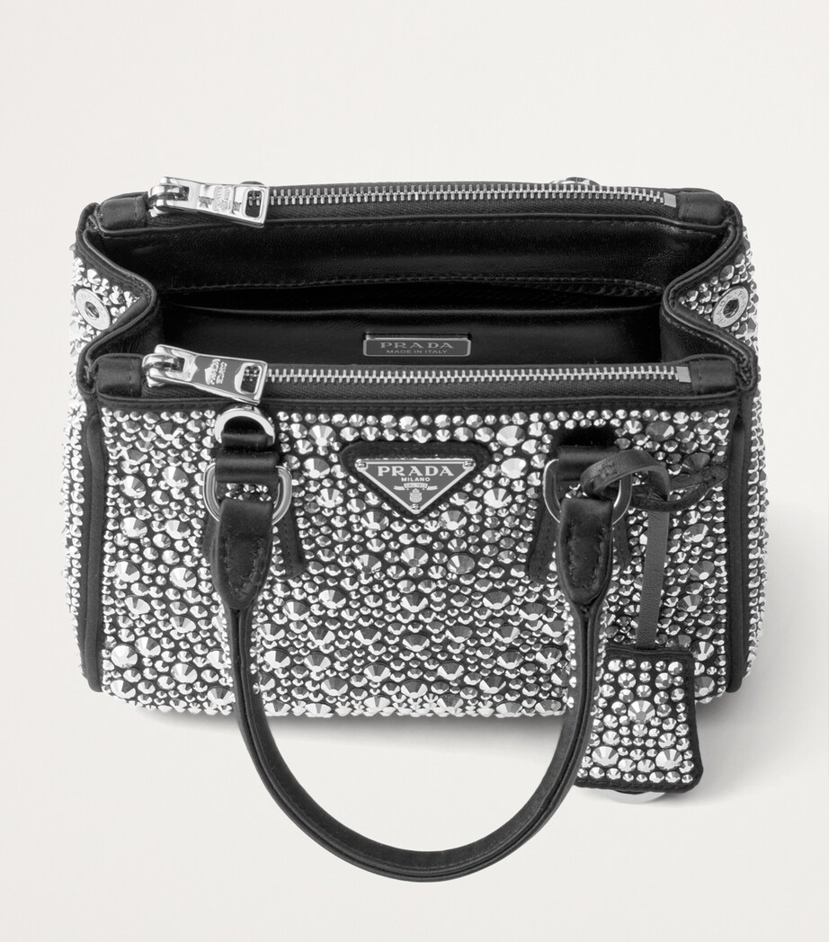 Prada Micro Satin Crystal-Embellished Galleria Top-Handle Bag Image 4